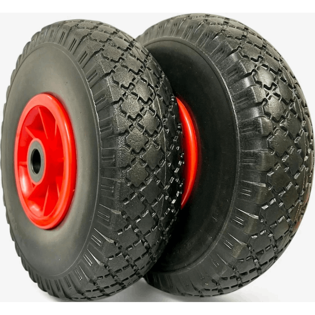 TEMU 2pcs Of Pu Tires For Wheelbarrows, 3.00-4 Black/red Tubeless Tires And Flat-free Wheels For Hand Carts