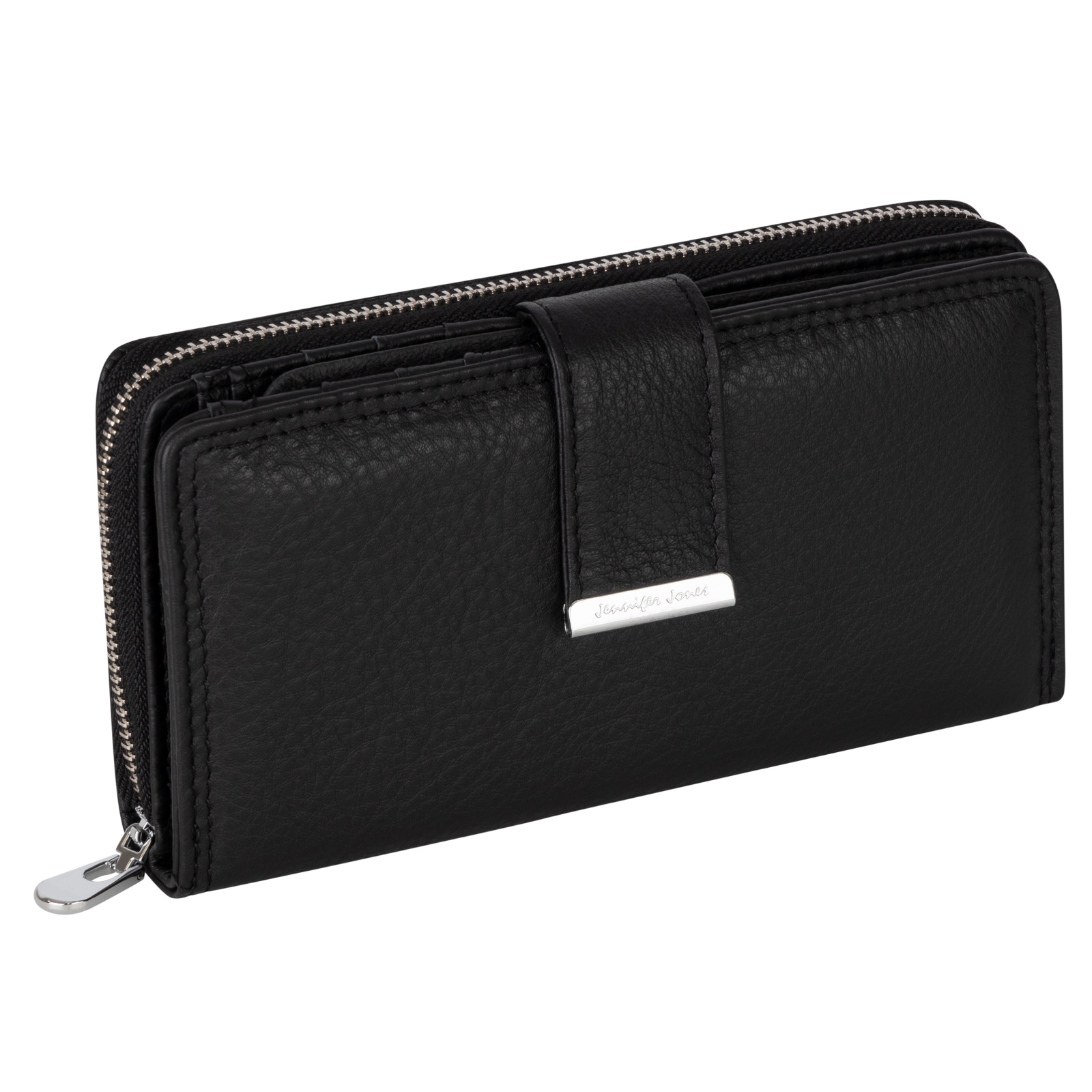 Women's Long Format Rfid Wallet, Genuine Leather Purse With 17 Card Slots, Black