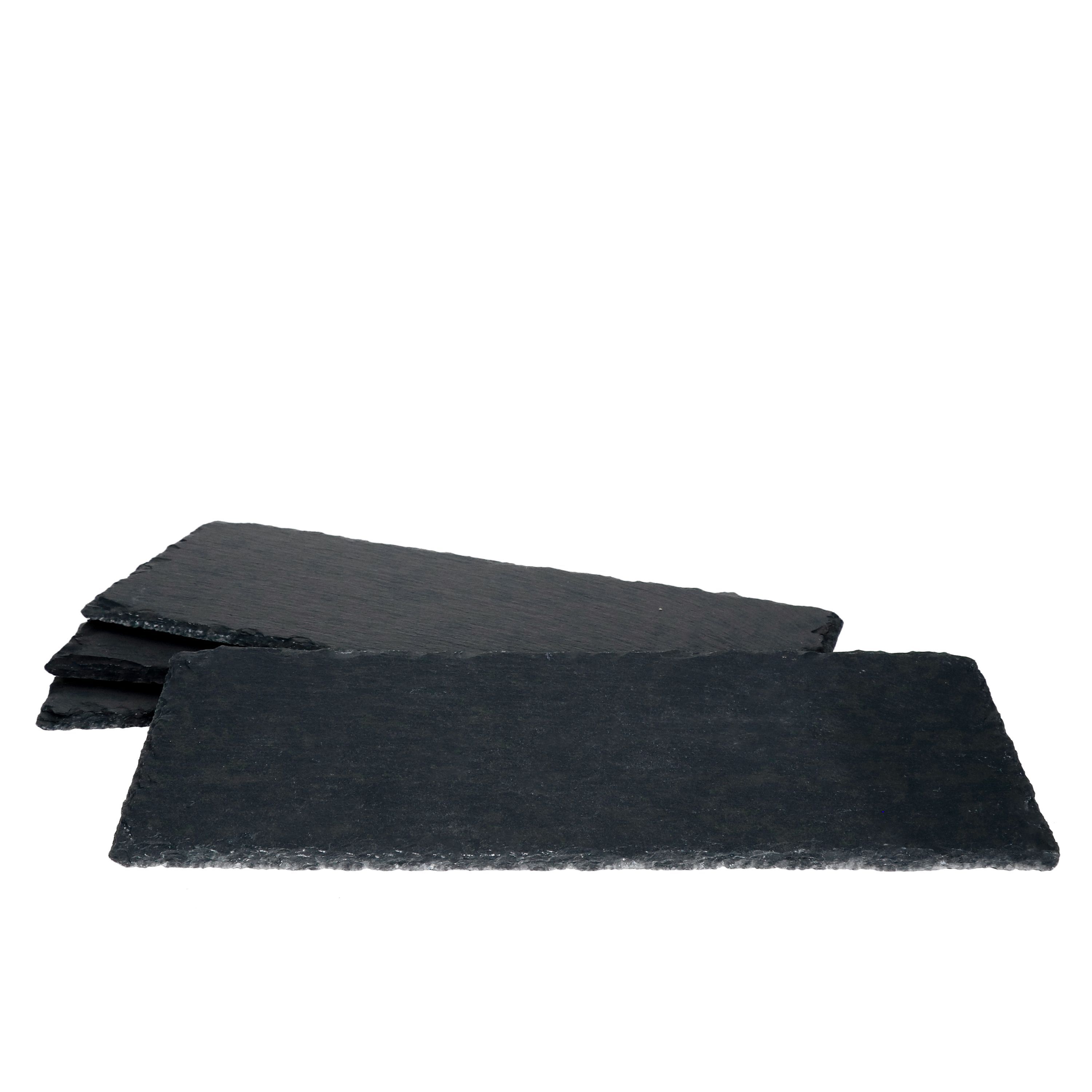 4pcs Set Of Slate Plates 11x30cm Black - 23464632