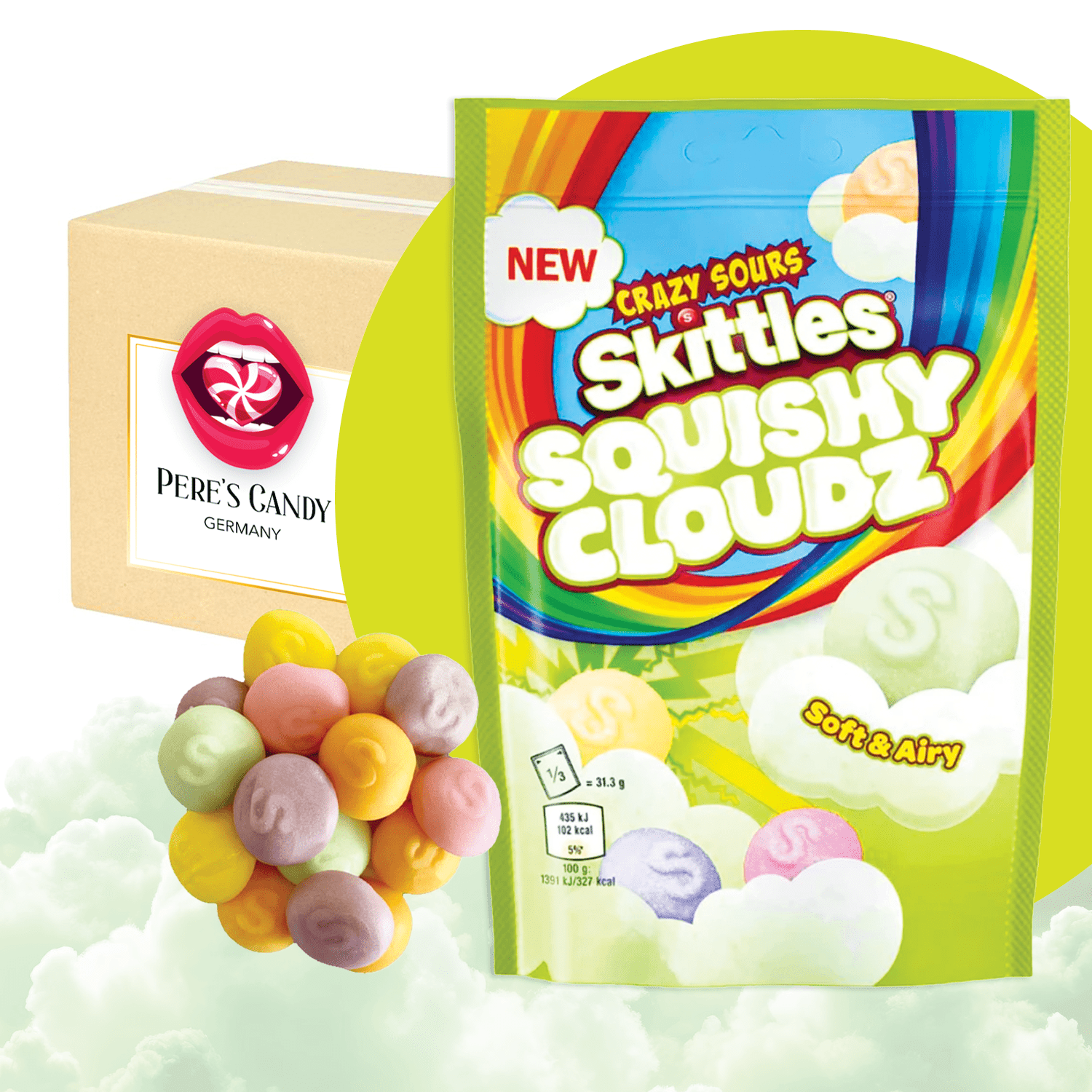 Skittles Squishy Cloudz Crazy Sours – Sour Fruit Gummies 94g