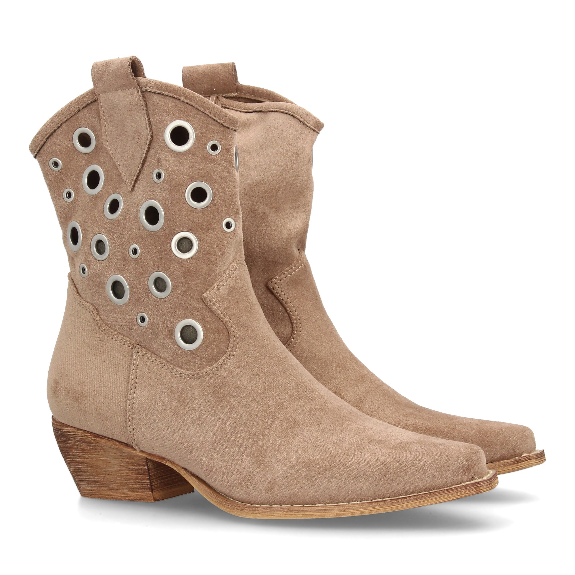 Image of Cowboy Boots With Mid-calf Height For Women With Metal Eyelet Decoration. Fine And Low Cuban Heel. Smooth Print, Ideal For Everyday Use.