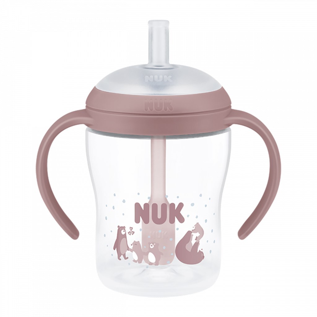 NUK Perfect Match Training Fles met Rietje 150 ml - Morsvrij, met Temperatuurregeling, voor Kinderen 8M+ | BEAR