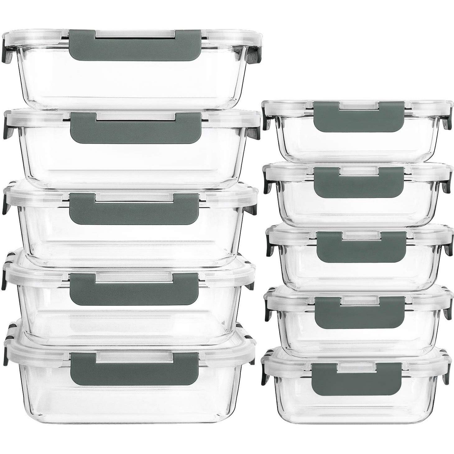Image of In A Set Of 20pcs (10 Containers, 10 Lids), Dishwasher Safe, Microwave & Freezer Suitable, Leak-proof, Modern, Food Containers, Freshness Cans.