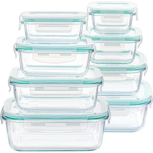 with a 16pcs glass container set with lid 8 glass containers 8 lids fresh keeping cans meal prep boxes microwave safe bpa free