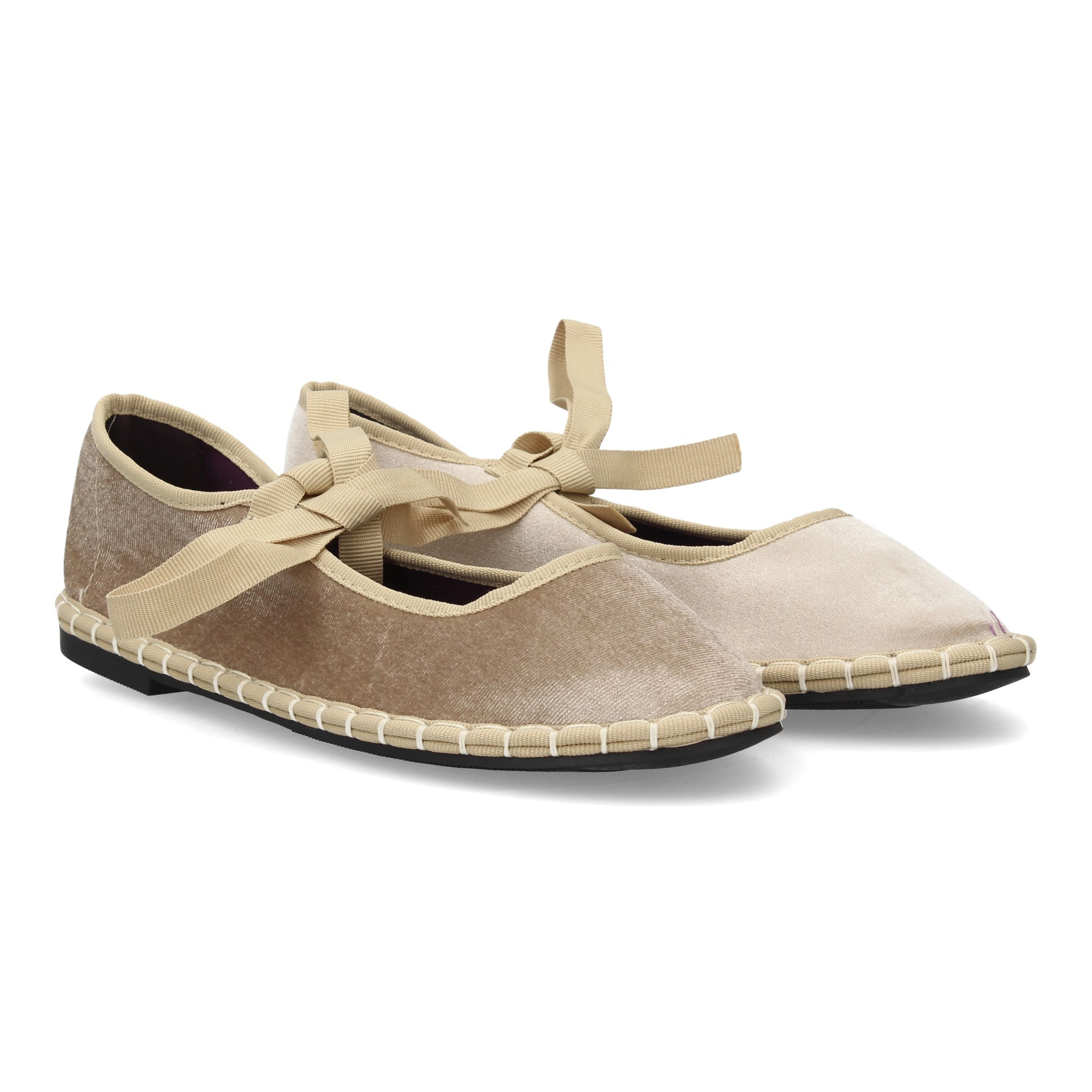 Image of Flat Ballet Shoes For Women With Soft Velvet Fabric, Lightweight, Pleasant To The Touch And Very , Ideal For Everyday Use. Lace Closure.