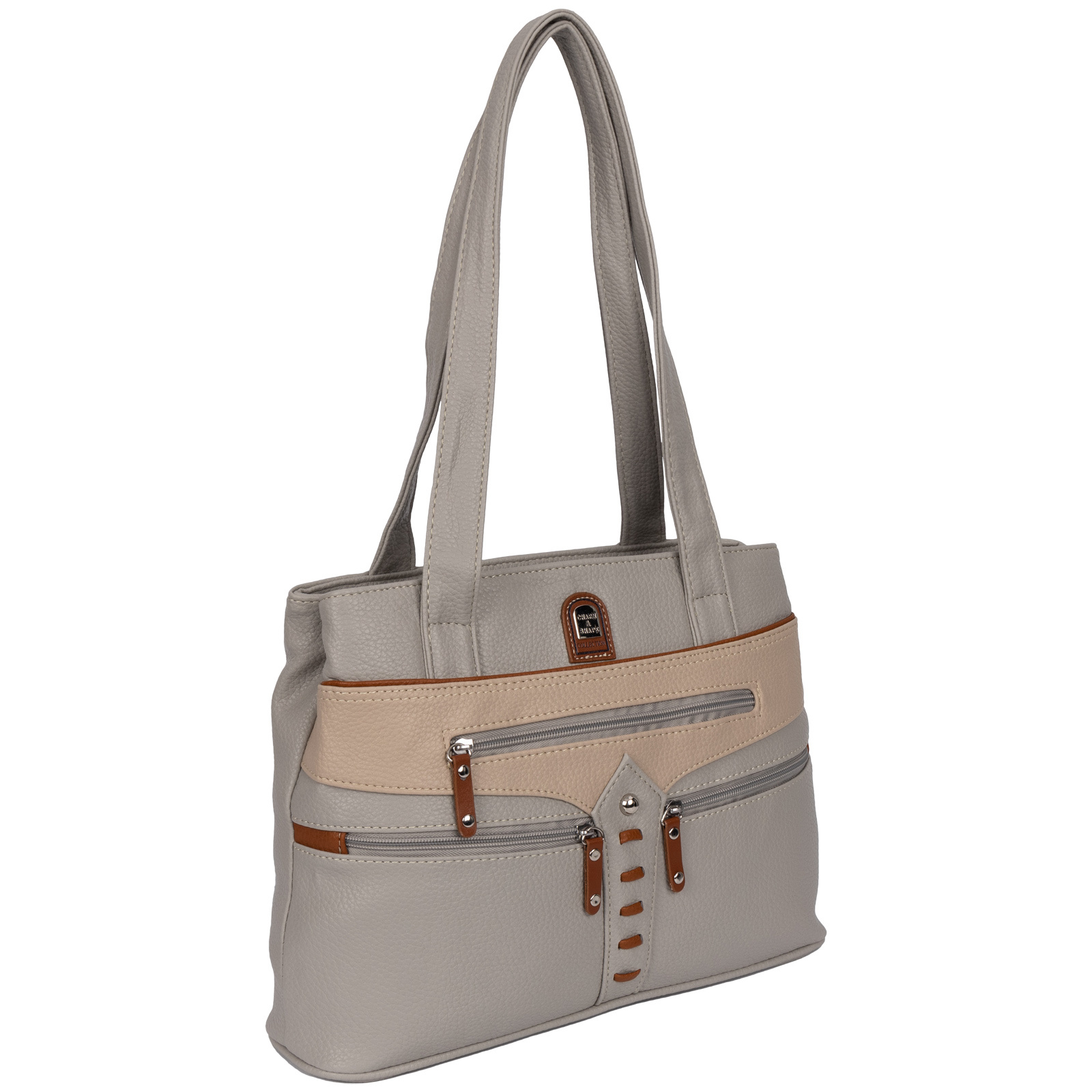 Image of Ladies' Handbag Shoulder Bag Sling Bag Shopper Crossover Bag Leather Look Light Grey