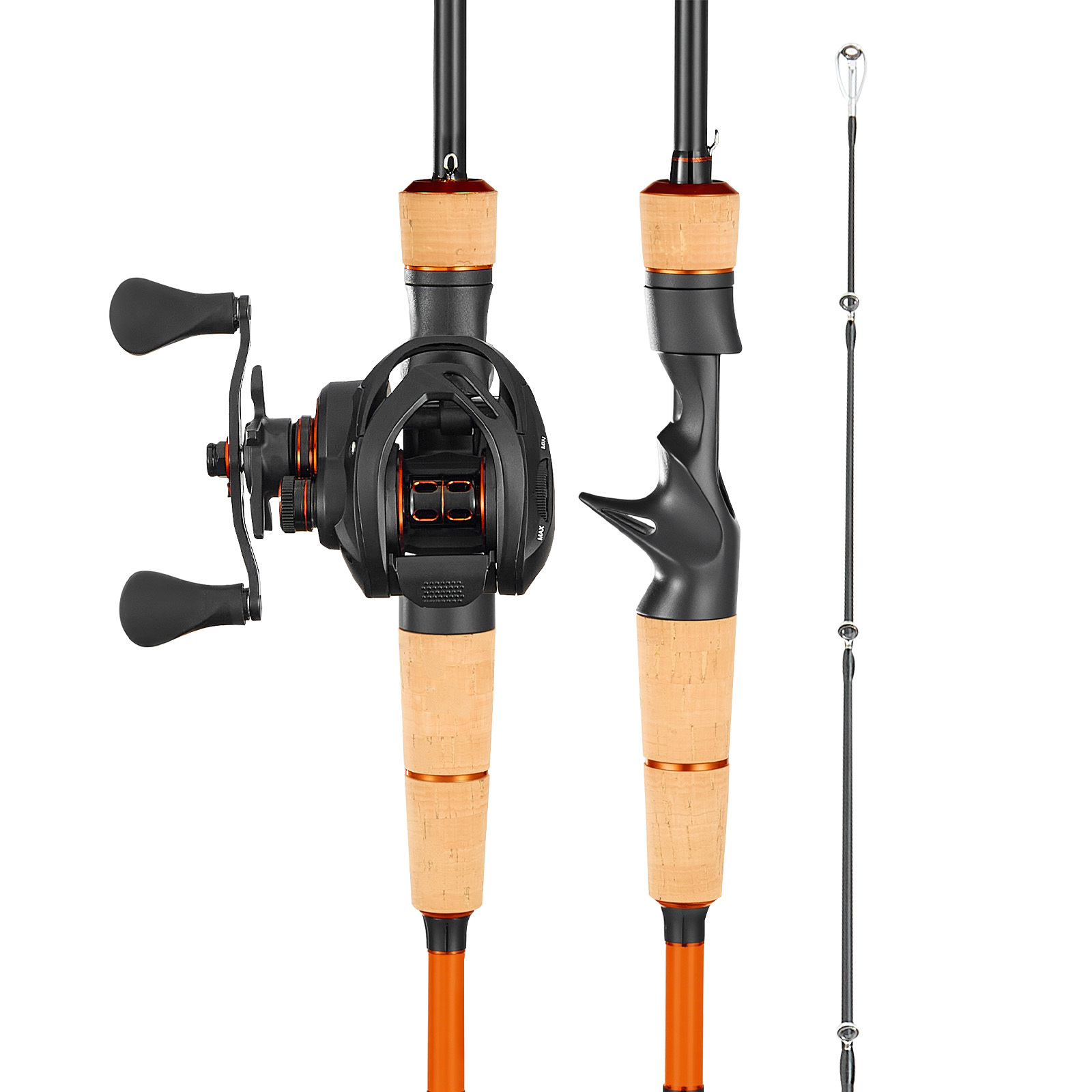 Vevor Rod And Fishing Reel Combo, Im7 Carbon Fiber Baitcasting Rod And Reel Combo, Fishing Pole With 6+1 Bb System, 7.0:1 Gear Ratio, Cork Handle, Stainless Steel Guides With Ceramic Rings
