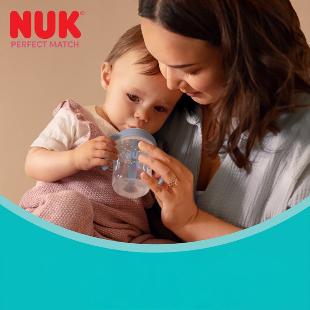 NUK Perfect Match Training Fles met Rietje 150 ml - Morsvrij, met Temperatuurregeling, voor Kinderen 8M+ | BEAR