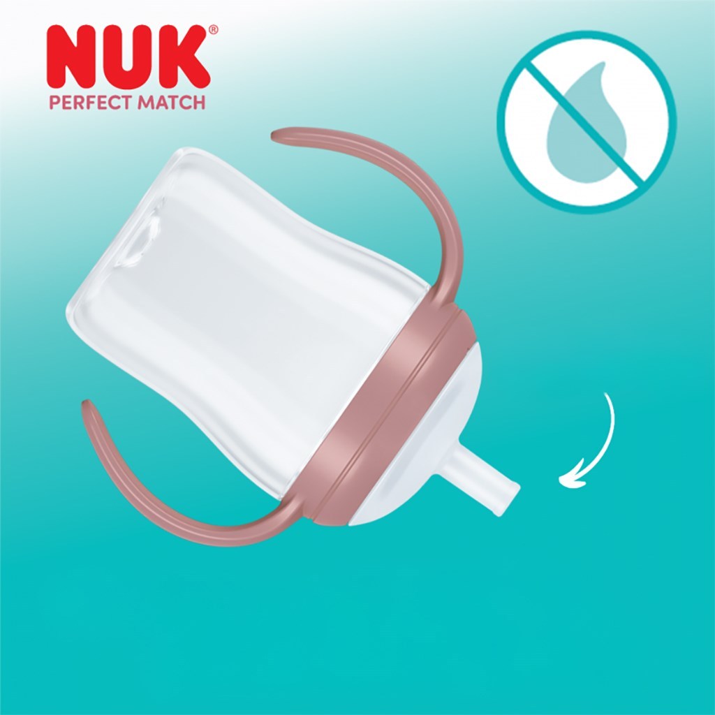 NUK Perfect Match Training Fles met Rietje 150 ml - Morsvrij, met Temperatuurregeling, voor Kinderen 8M+ | BEAR