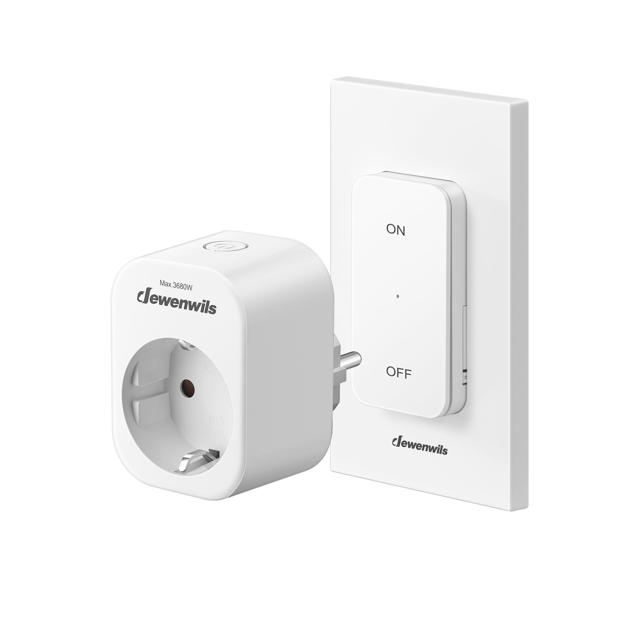 Dewenwils Wireless Outlets With Remote Control, Wireless Wall Switch , Expandable Light Switch For Holiday Decor And Home Appliances, 30m Range, 3680w, White