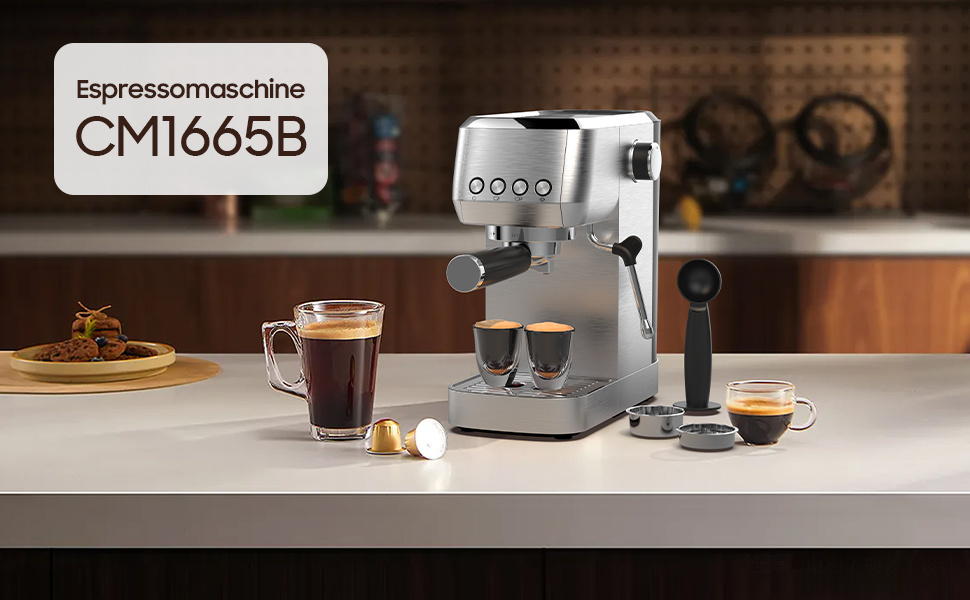 Espresso Machine with 20-Bar Italian Pump – Professional Stainless Steel Design, Classic