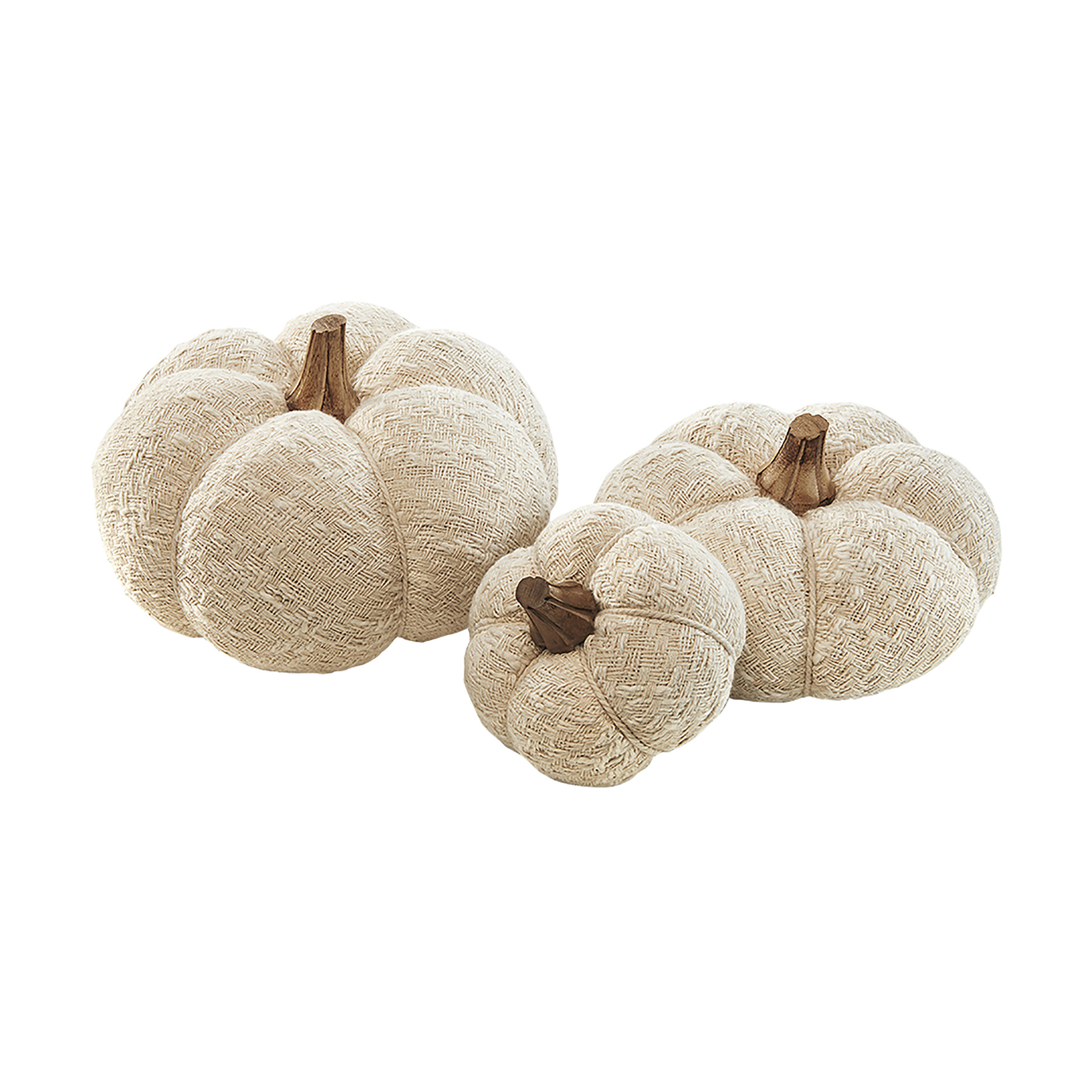 TEMU Fabric Pumpkins In A Set Of 3, White, . 20x14 Cm, 17x10 Cm, 11x9 Cm, Decorative Autumn Decoration Pumpkin Set For Living Room, Dining Room,