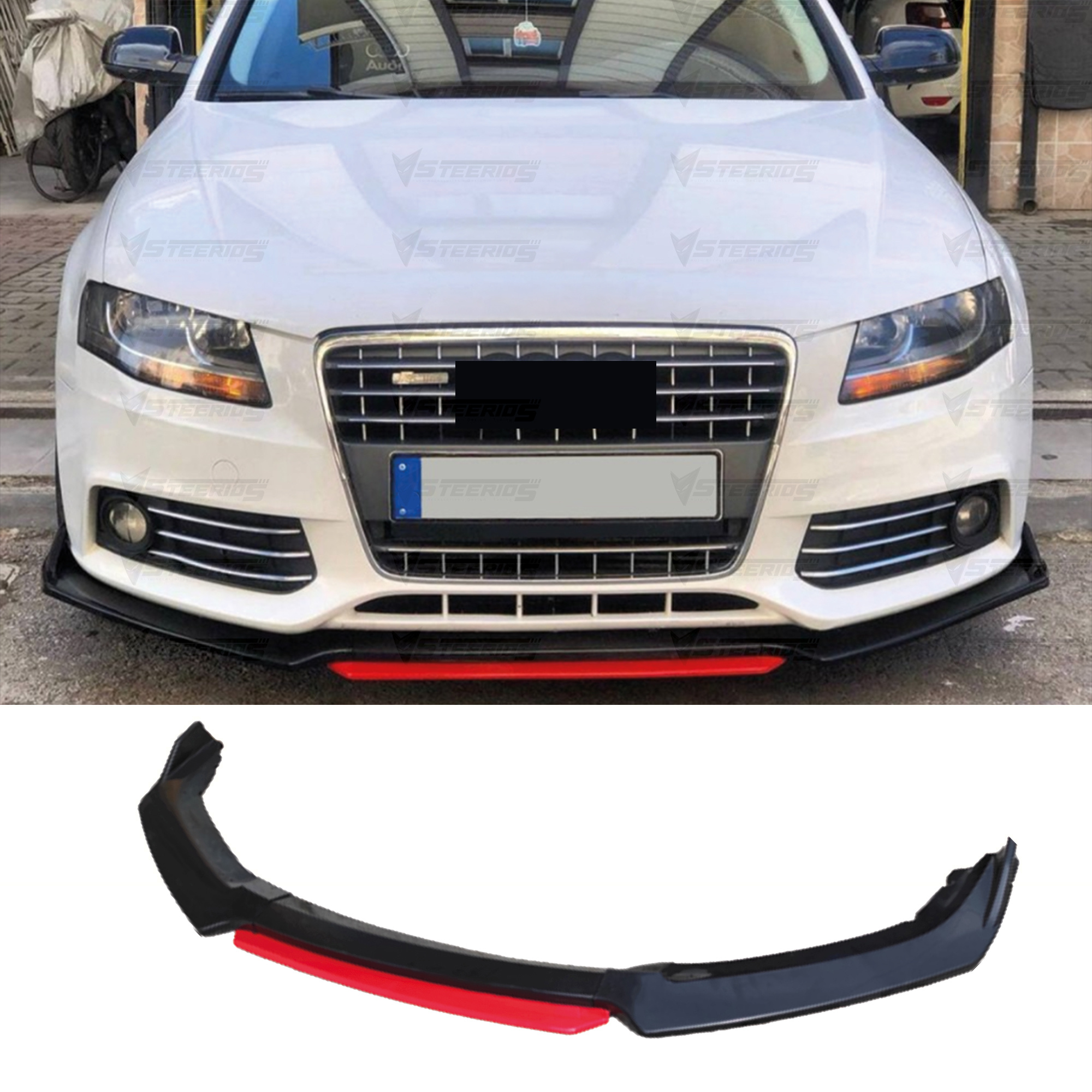 TEMU Frontbumper Lip Wrap voor Audi A4 B8 2008–2011 FC5 Model 4 stuks & 3 stuks Kleuren Verstelbare Universele Auto Tuning