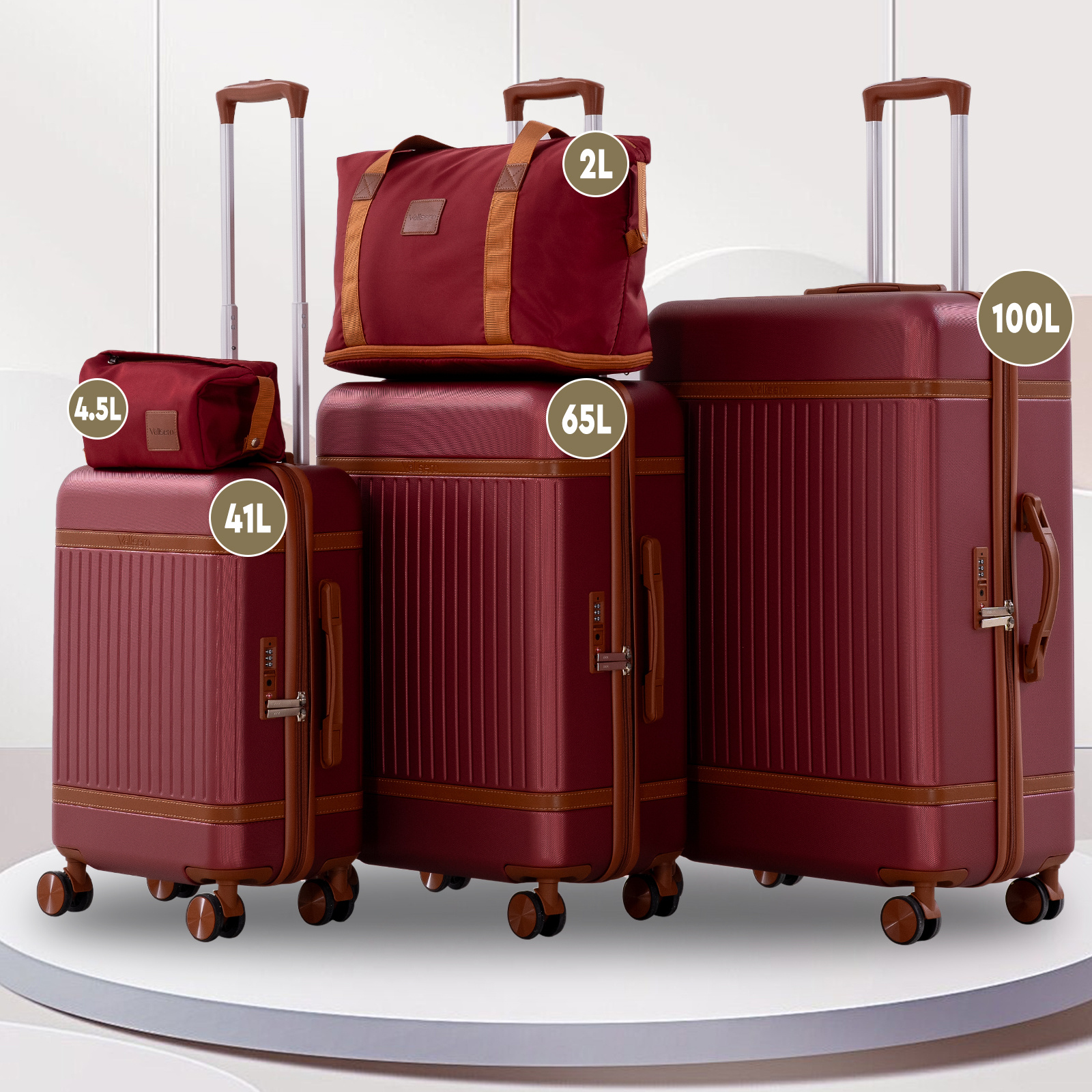 Citysports Pro 5pcs Travel Luggage Set, 6pcs Travel Set With 4 Wheels, 1 Travel Bag And 1 Toiletry Bag, Abs, , Small Christmas Gifts, Gift Ideas For Women, Small Christmas Gifts