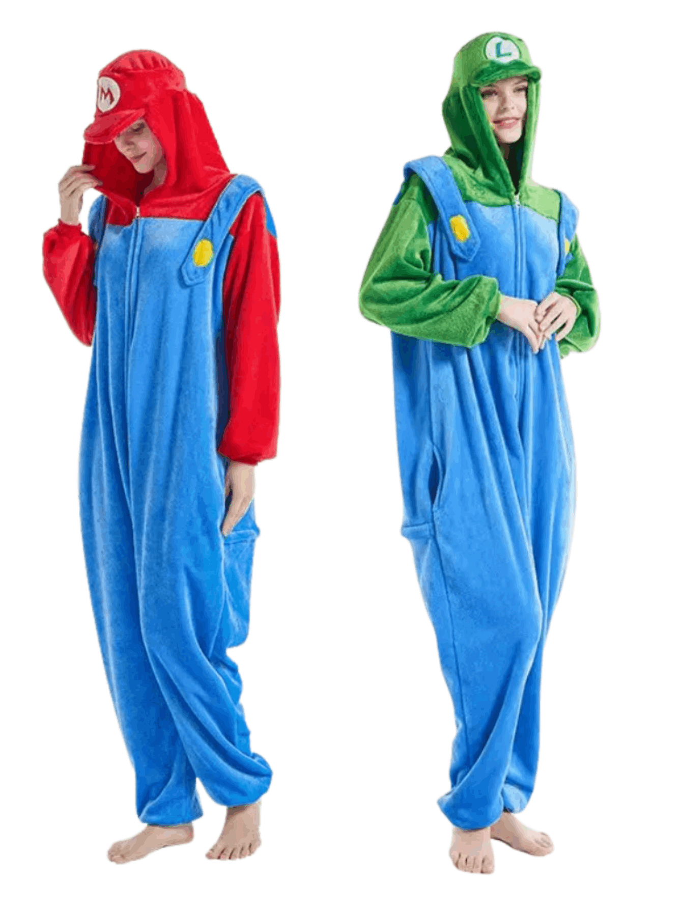 Plus Mario Luigi Kigurumi Kostuum met Capuchon en Zakken voor Nerd Hunters
