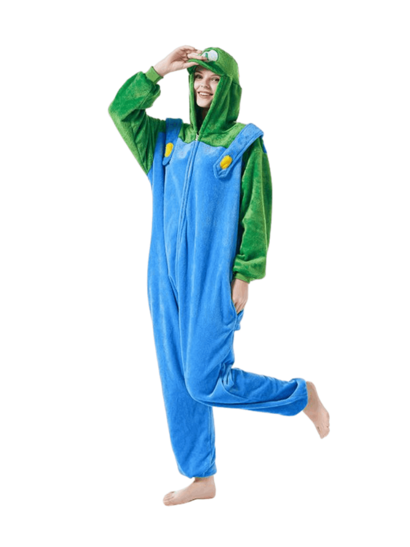 Plus Mario Luigi Kigurumi Kostuum met Capuchon en Zakken voor Nerd Hunters