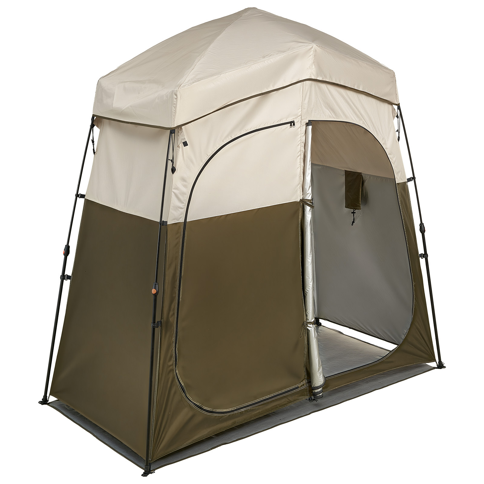 TEMU Carpa de Ducha para Camping, 2 Habitaciones Plegable y Portátil con Estacas, Cuerdas y Bolsa de Transporte, Tela Oxford 150D con Revestimiento