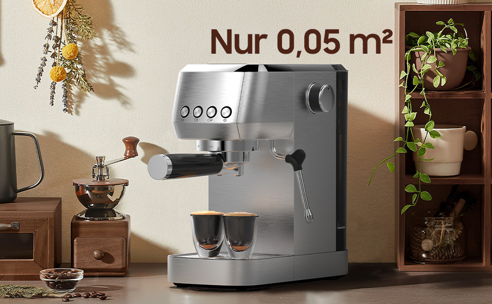 Espresso Machine with 20-Bar Italian Pump – Professional Stainless Steel Design, Classic