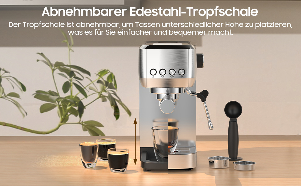 Espresso Machine with 20-Bar Italian Pump – Professional Stainless Steel Design, Classic