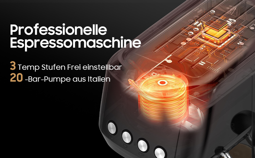 Espresso Machine with 20-Bar Italian Pump – Professional Stainless Steel Design, Classic