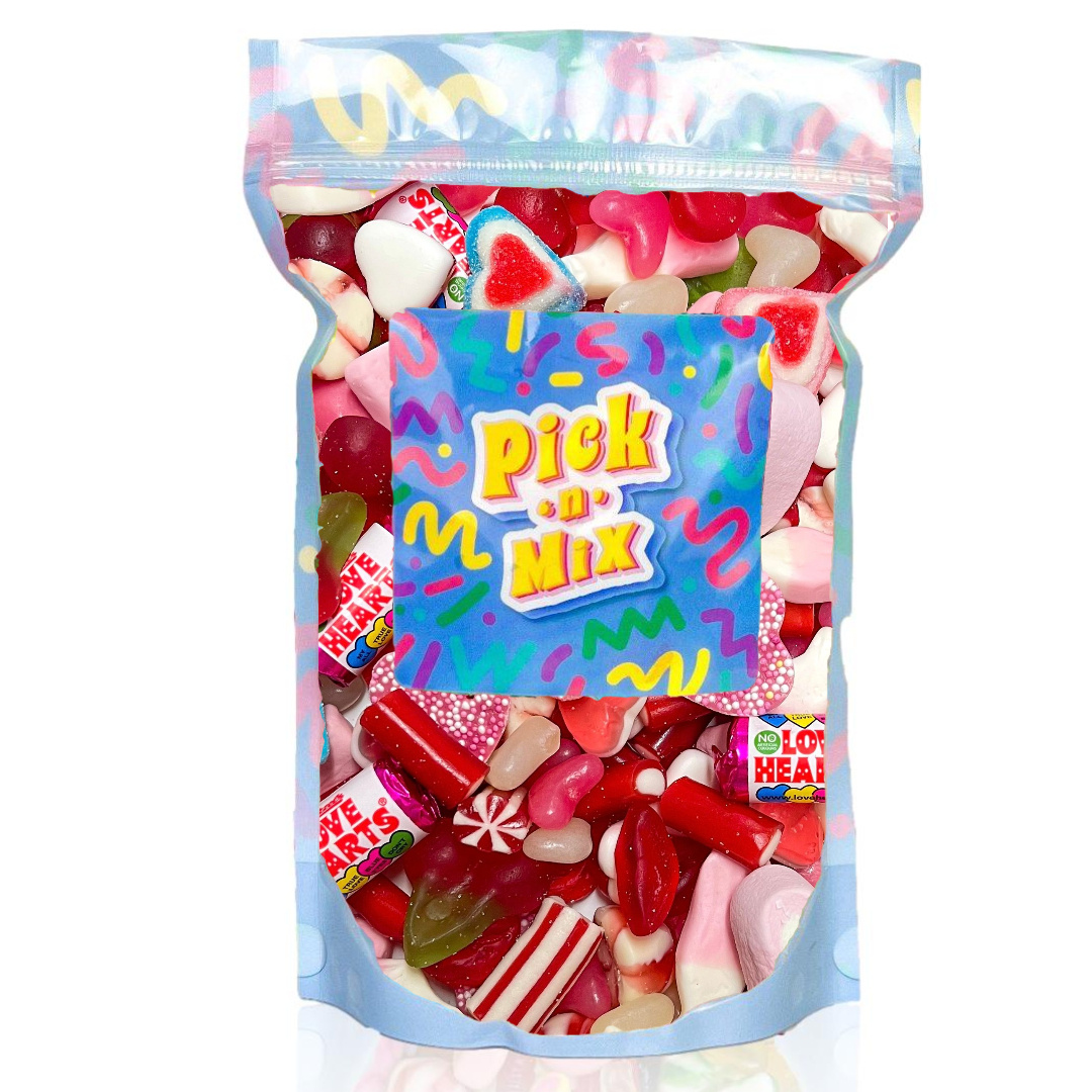 TEMU Love You Valentines Gifts Pick N Mix Sweets - Valentine's Day, Wedding & Party Sweet Mix – Red, Pink & White Candy In Resealable Bag