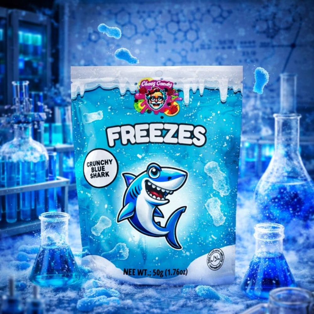 Image of Freezes – Crunchy Blue Shark – Chaos Candy | Freeze-dried Blue Gummy Shark Candy | Crunch Candy Snack | Tiktok Viral Trend Candy | Social Media Hype