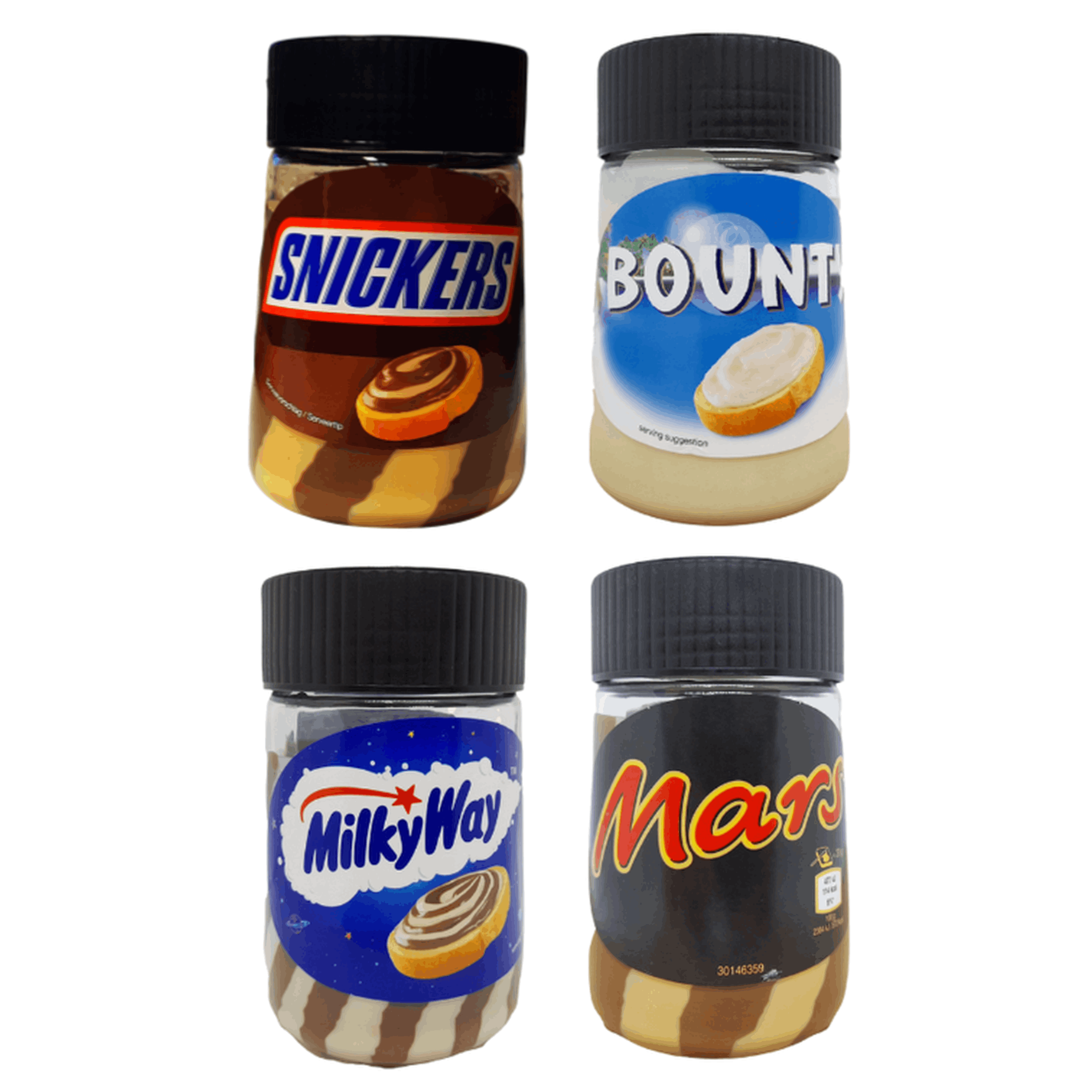 Mars, Bounty, Milky Way & Snickers Spread | 4-pack Of 350g Each | Uk Import | Chocolate Spread Mix | Value Pack