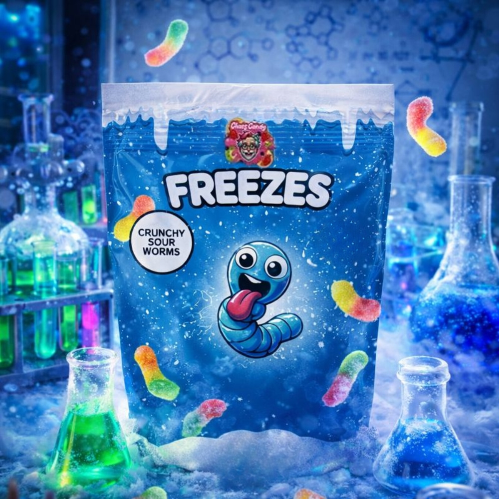Image of Freezes – Crunchy Sour Worms – Chaos Candy | Freeze-dried Sour Worms Candy | Crunch Candy Snack | Tiktok Viral Trend Candy | Social Media Hype