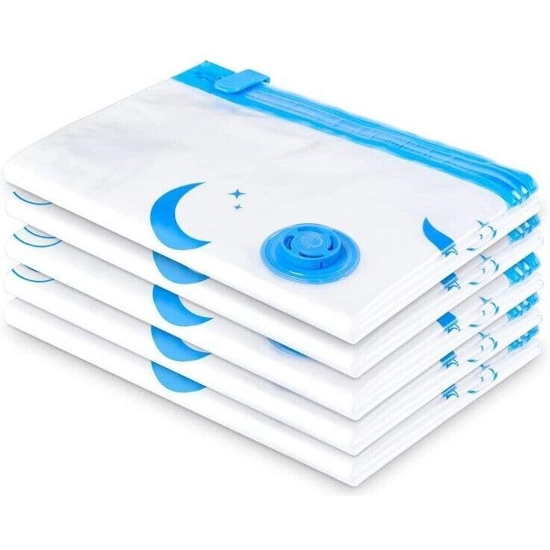 TEMU Pack Of 4 Vacuum Bag Set Jumbo Size 70x100cm Reusable Vacuum Compression Storage Bags Double Zip Seal Valve Space Saver Vacuum Storage Bags For