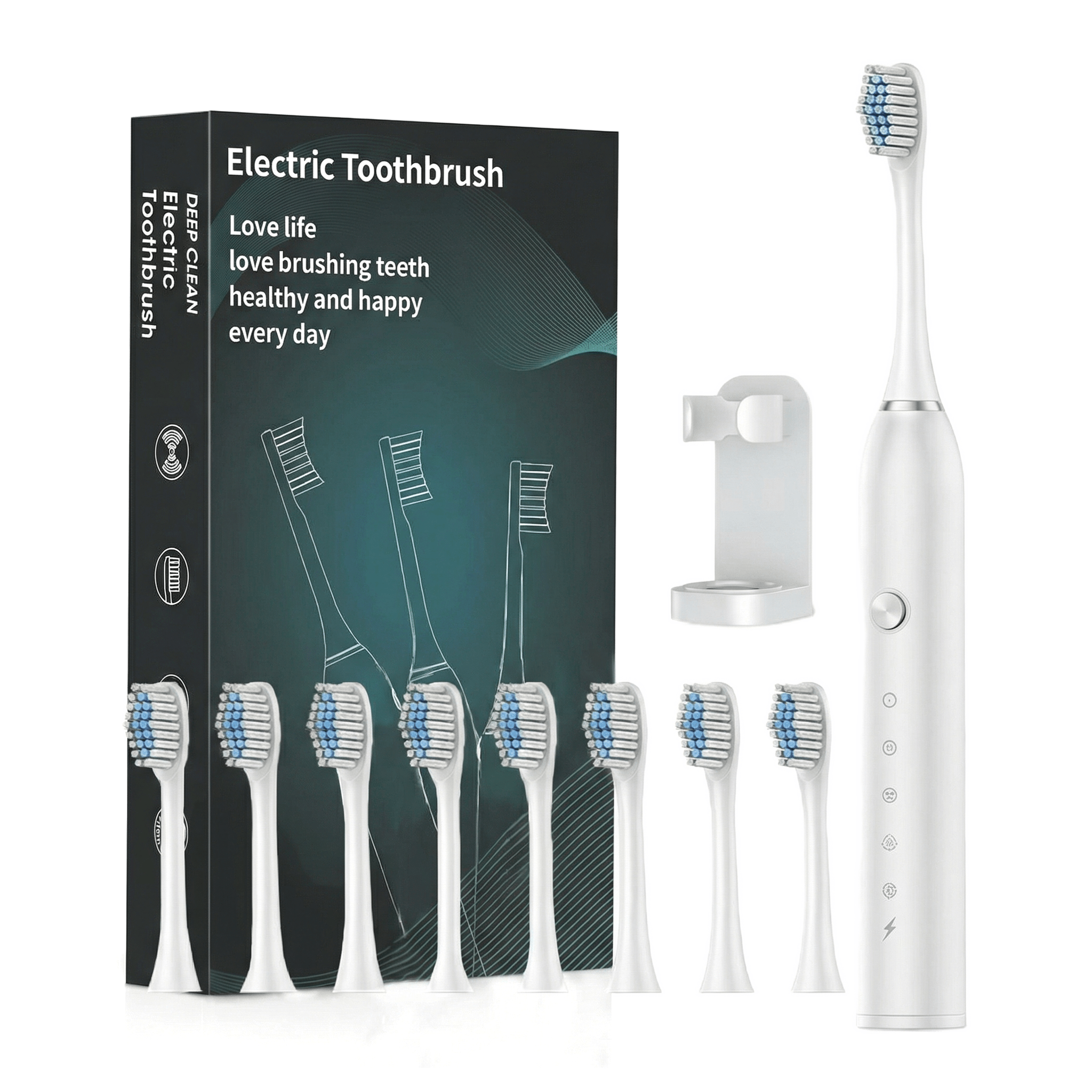 E-shop Sonic Elektrische Zahnbürste für Erwachsene, Weiche Borsten für Tiefenreinigung, 5 Reinigungsmodi, 2-Minuten mit 30s Intervall-Erinnerung, IP67