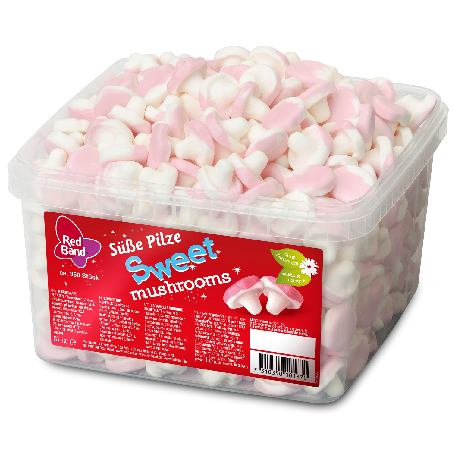 Red Band Sweet Mushrooms - Sweet Mushrooms - Foam Sugar Can 875g