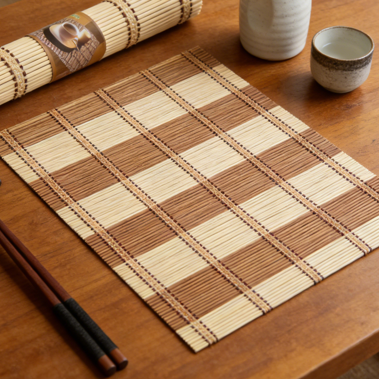 TEMU Manteles Individuales de Bambú (7 Diseños) | Manteles Antideslizantes de Bambú | Manteles Decorativos para Mesa | Posavasos de Bambú Multiusos