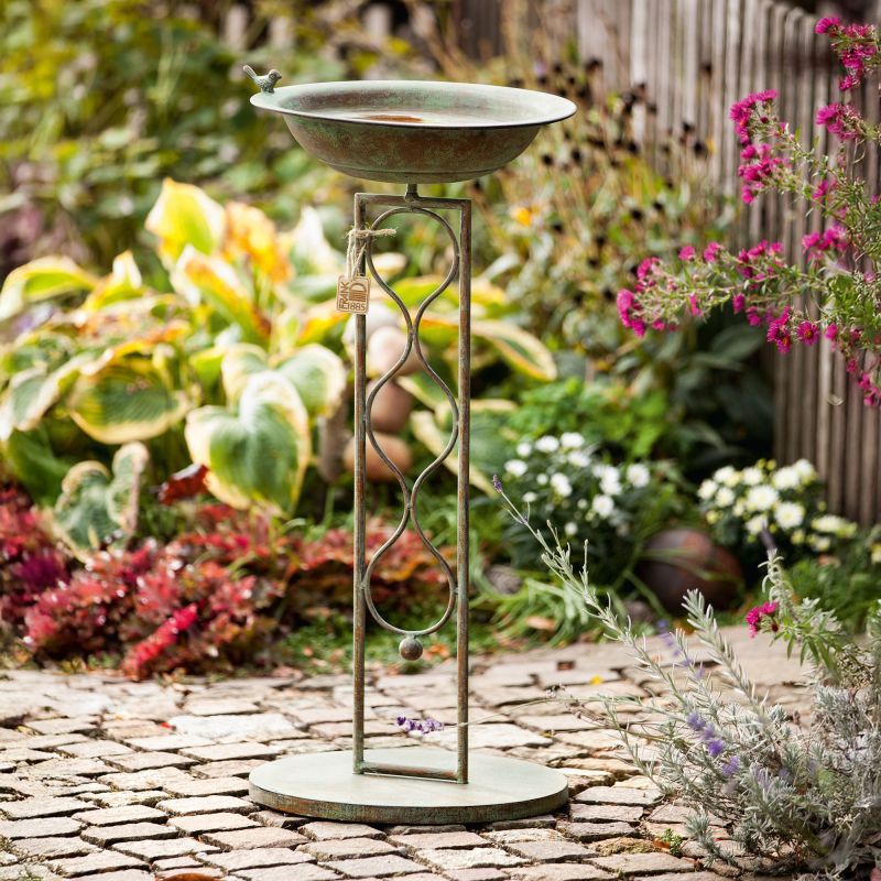 Bird Bath "" Made Of Metal With Stand, Antique Look, Winter-proof And Frost-proof Bird Bath, Feeding Station, Standing Water Bowl, Balcony And Garden Decoration For Outdoors.