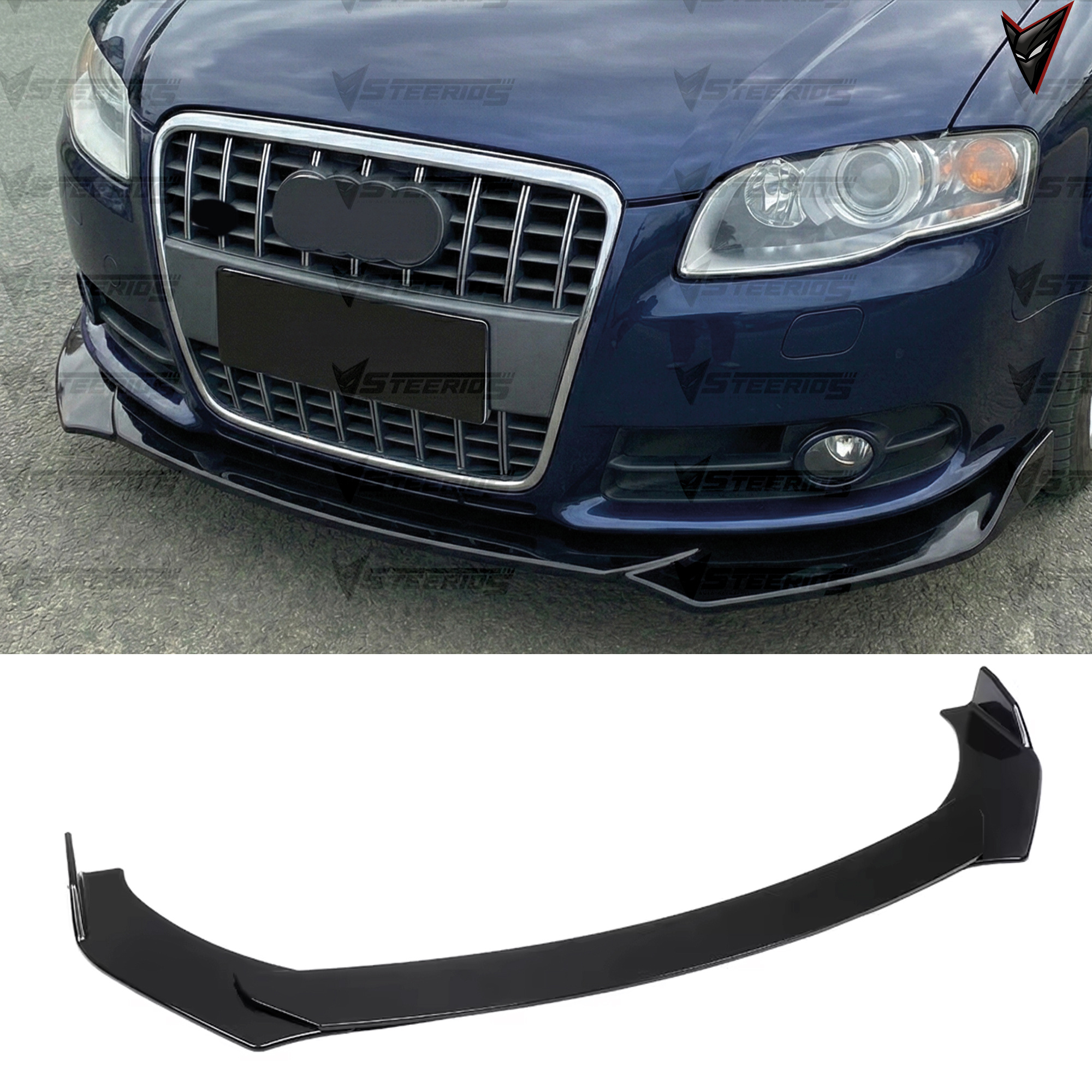 Image of Front Bumper Lip Wrap For A4 S4 B8 A6 C6 S6 C7 S8 Compatible New 3pcs Lip Adjustable Tuning Body Part Chin Spoiler Splitter Deflector Body Kit