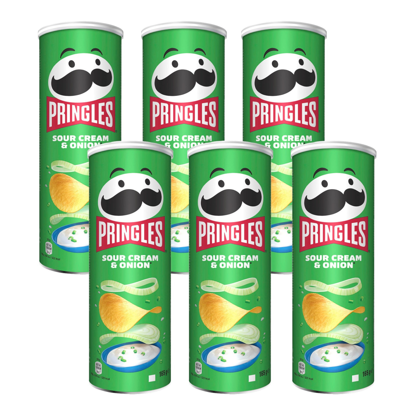 Image of Pringles Sour Cream 165g | Stackable Chips With Sour Cream Flavor | 6x 165g