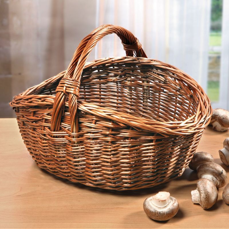 Wicker Basket, Natural, 40x32 Cm, Wicker Basket, Mushroom Basket, Shopping Basket
