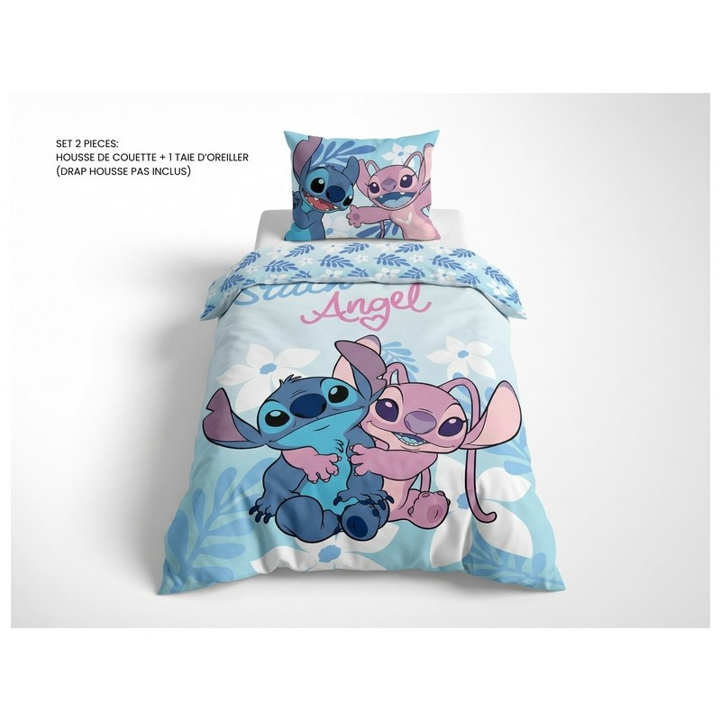 TEMU Set Biancheria da Letto Stitch in - Copripiumino Reversibile 140X200 Cm, 65 Cm, 100%