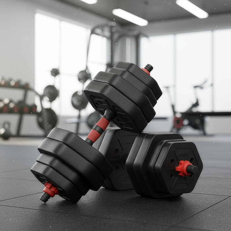 TEMU Kit de Accesorios de Musculación, Mancuernas Hexagonales con Barra de Conexión, 30 kg, Gimnasio de Casa, Negro