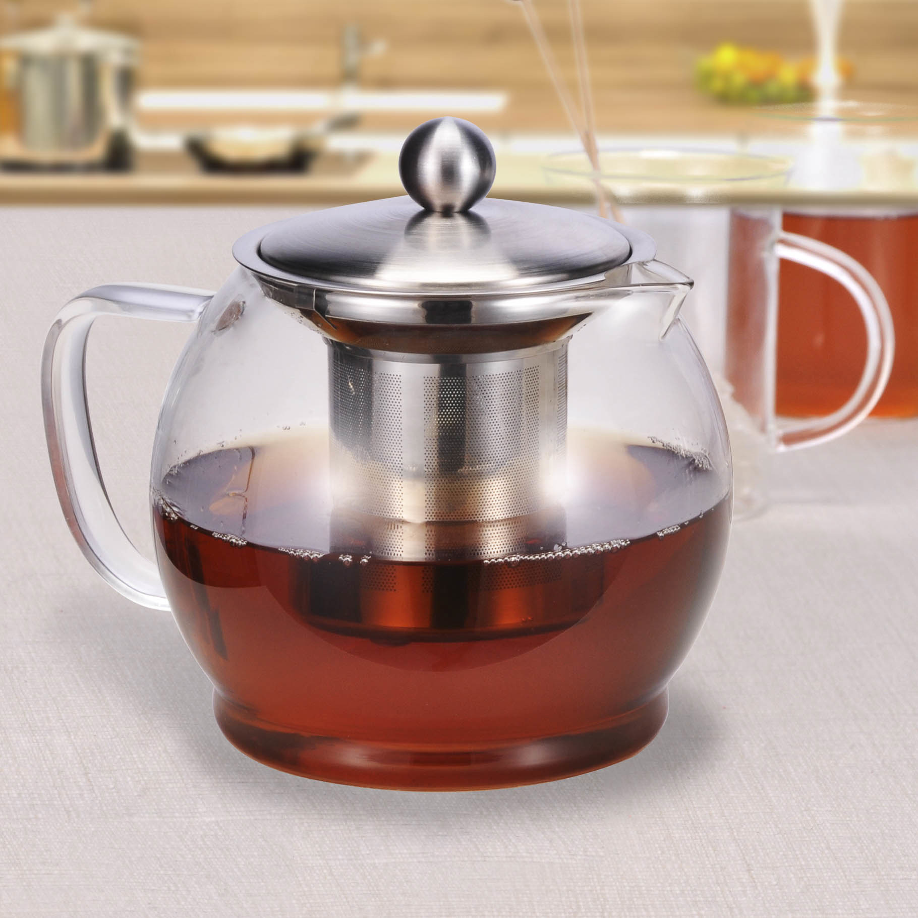 Image of 1.2 Liter Glass Teapot Teapot Made Of Glass With Tea Strainer And Lid, Removable Stainless Steel Filter Insert Glass Jug For Tea Preparation Tea Pot Infusion Teapot