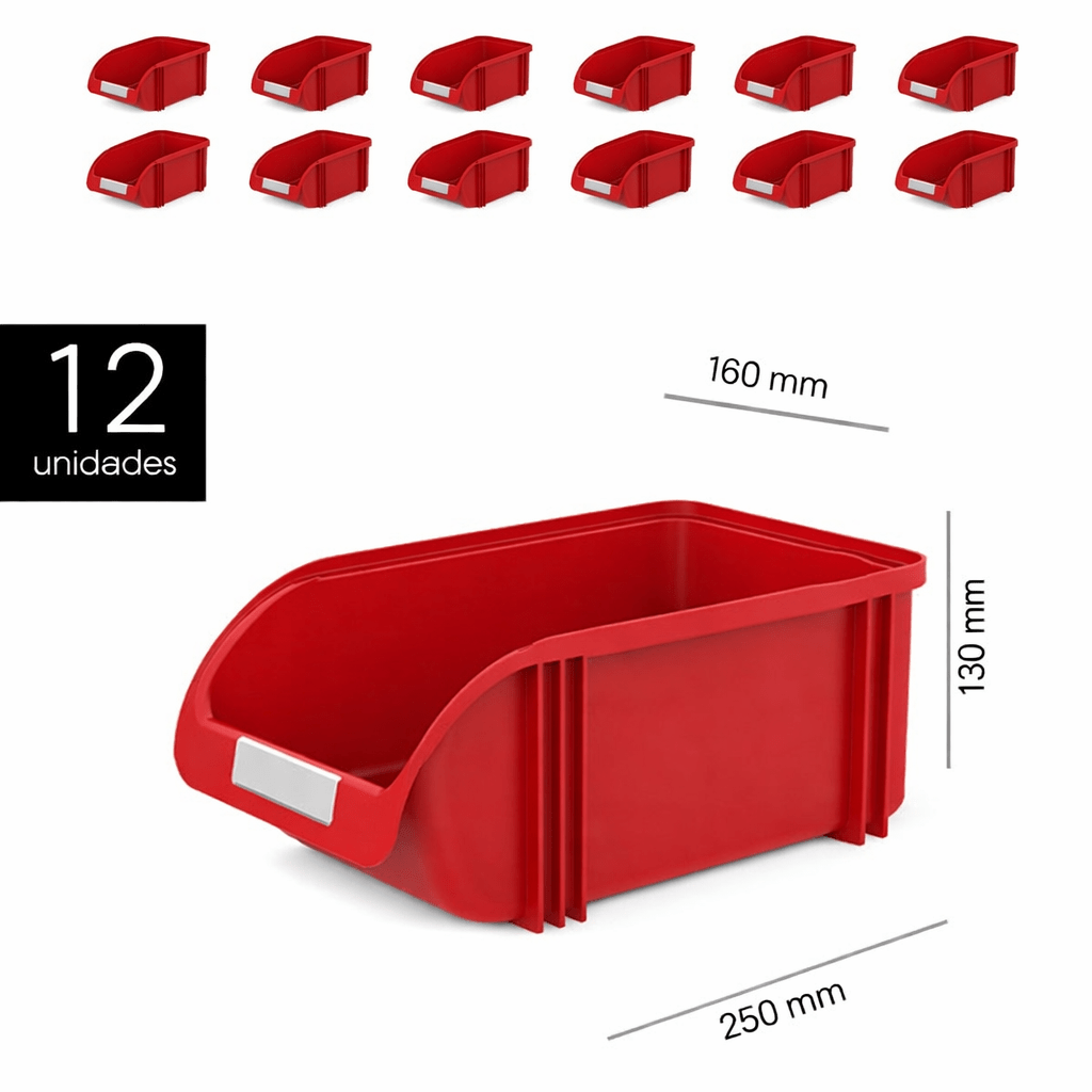 TEMU PLASTIKEN Pack 12 Unidades Gaveta Apilable 16 cm x 25 cm x 13 cm. Organizador Tornillos, Cajones Apilables, de plástico.