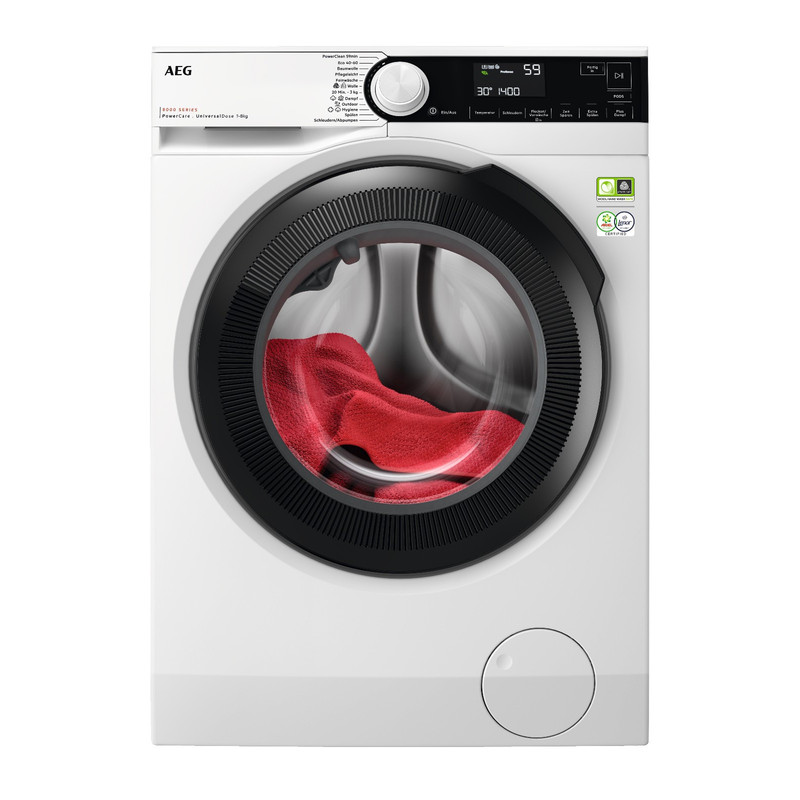 Image of Aeg Washing Machine, 8 Kg, 8000 Powercare Fiber , Universal Dose Drawer For Pods, Steam Program, Quiet, , Function, Child Safety Lock, 1400 Rpm, Lr8e70480 [energy ]