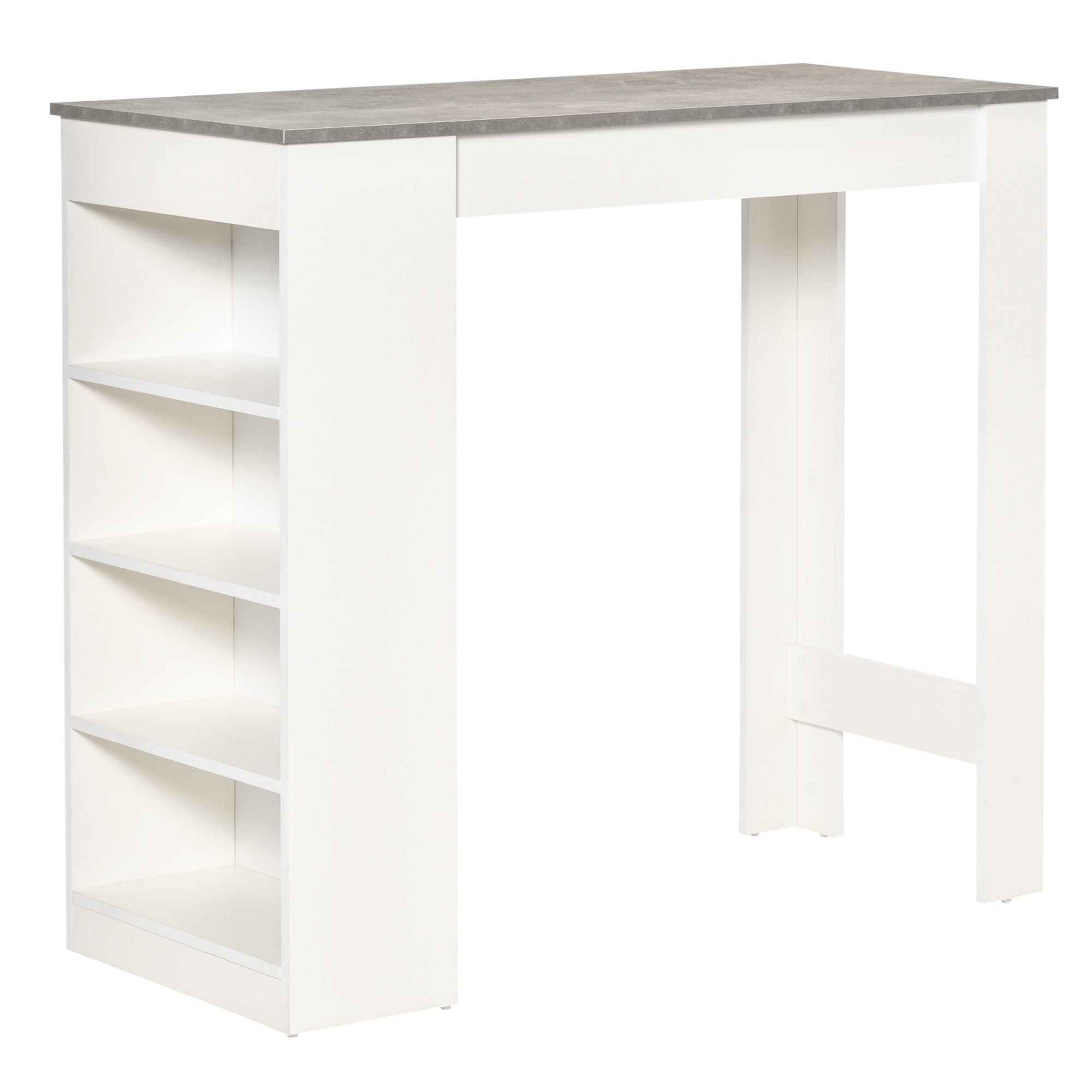 Homcom Bar People, With 4 Open Shelves, For Small Spaces, Kitchen, Living Room, 115 X 50 X 102.7 Cm, , White And Gray