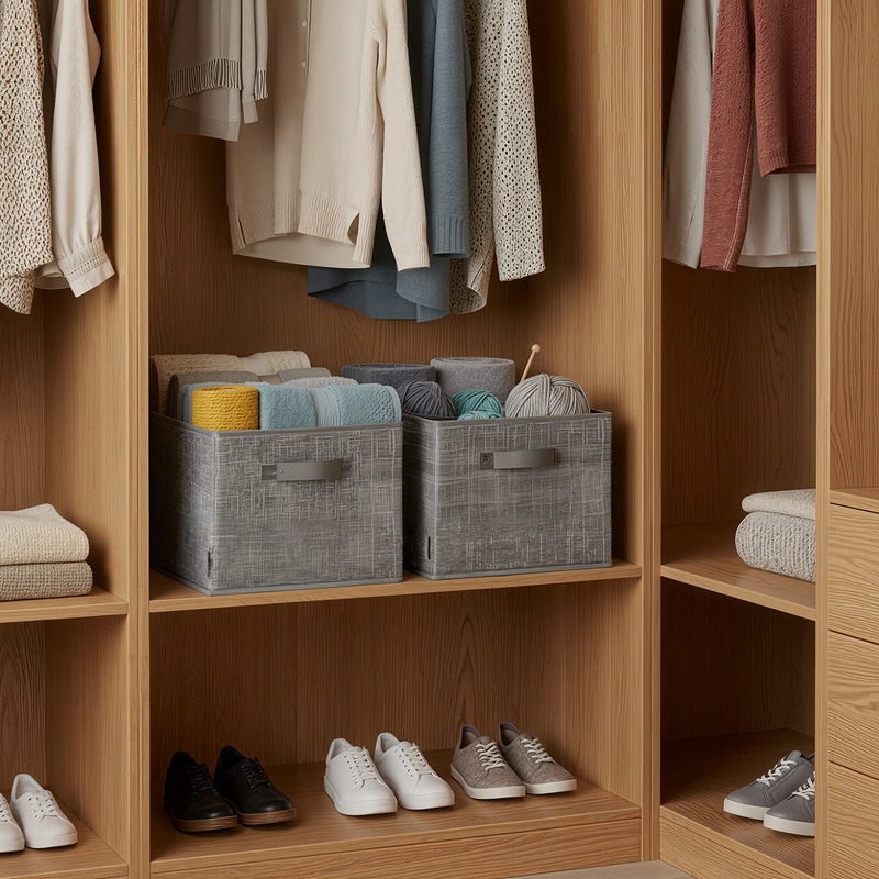 TEMU Organizador, organizador de armario, plegable, cesta de tela de 3 piezas, 40 x 30 x 24 cm con asa y ranura para etiquetas, adecuado para