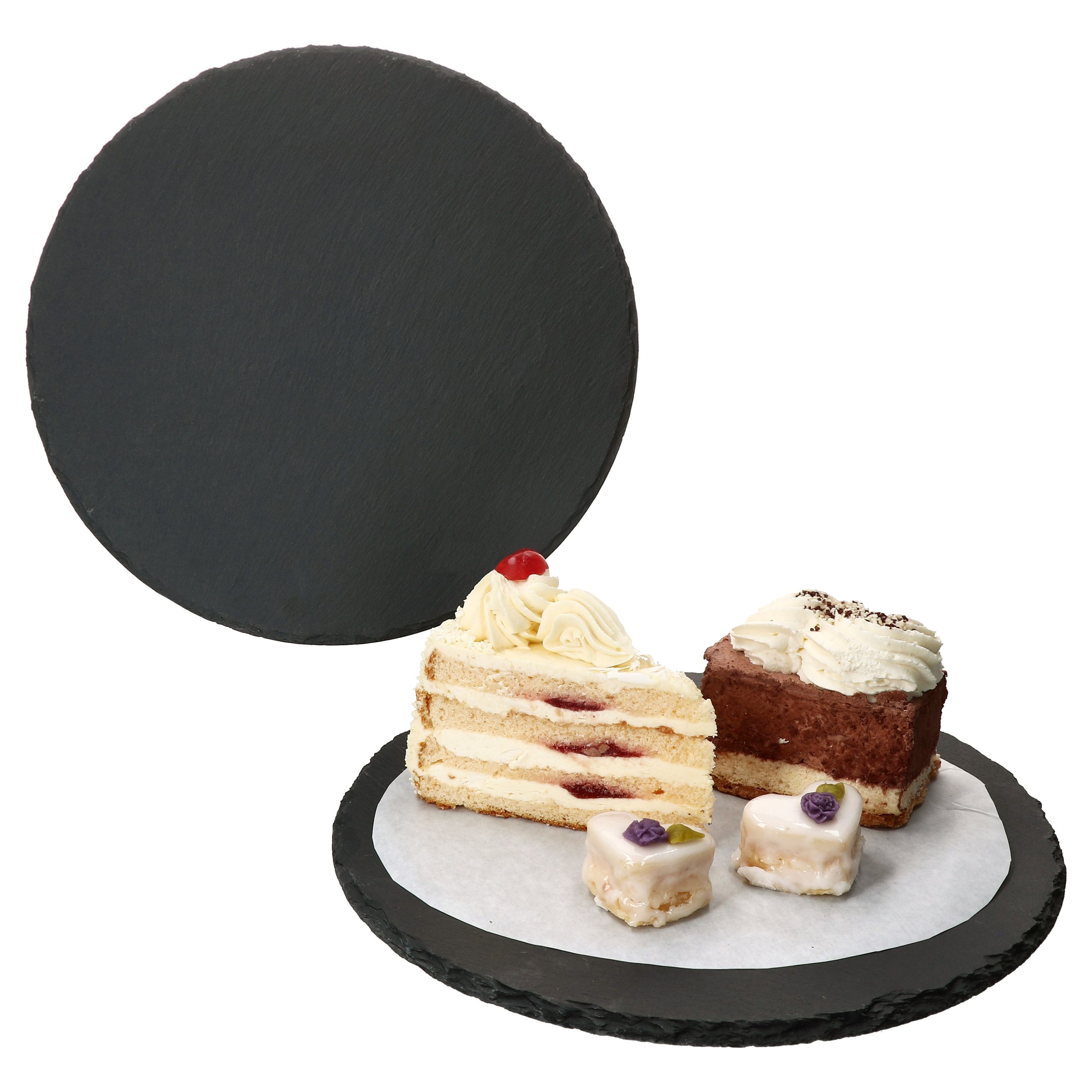 Of Round Slate Plate Approximately 30cm Black - 23464626