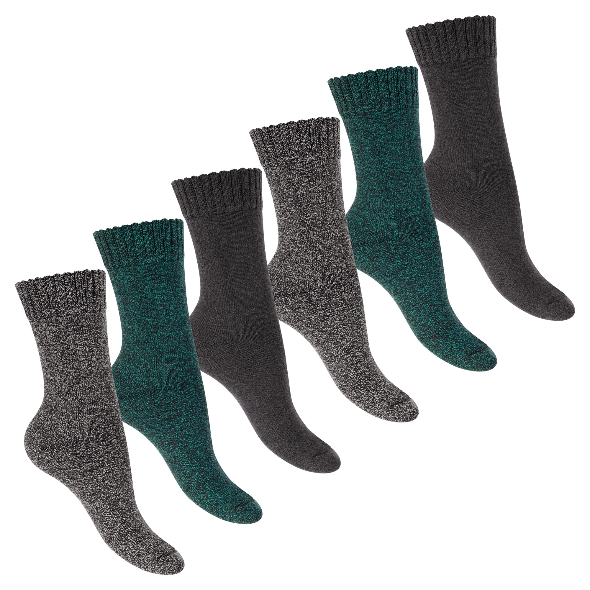 Image of 6 Pairs Of Ladies' Thermal Fleece Socks - Soft, Comfortable Socks With Comfort Band