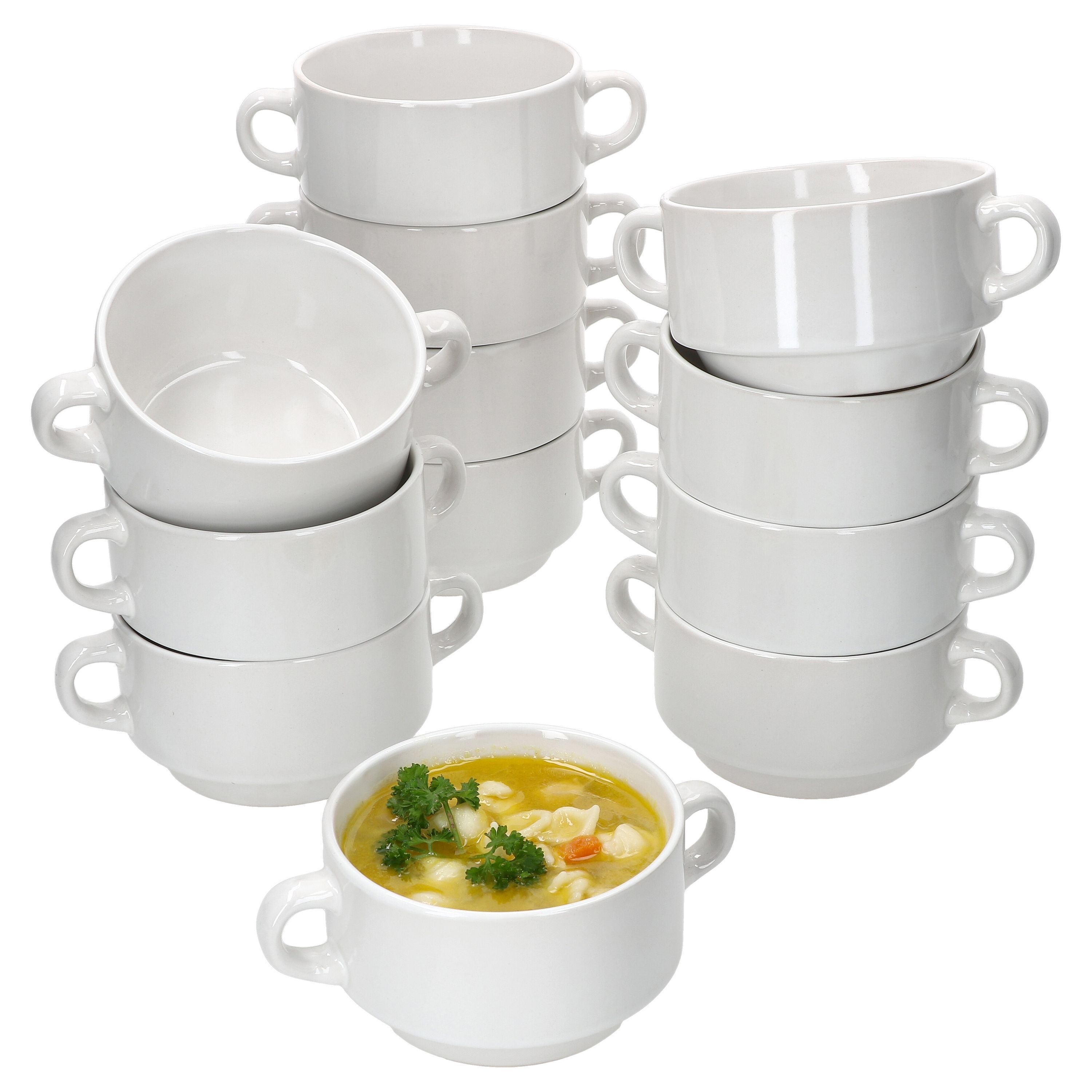 Image of 12-piece Set Soup Bowl, White, 250 Ml