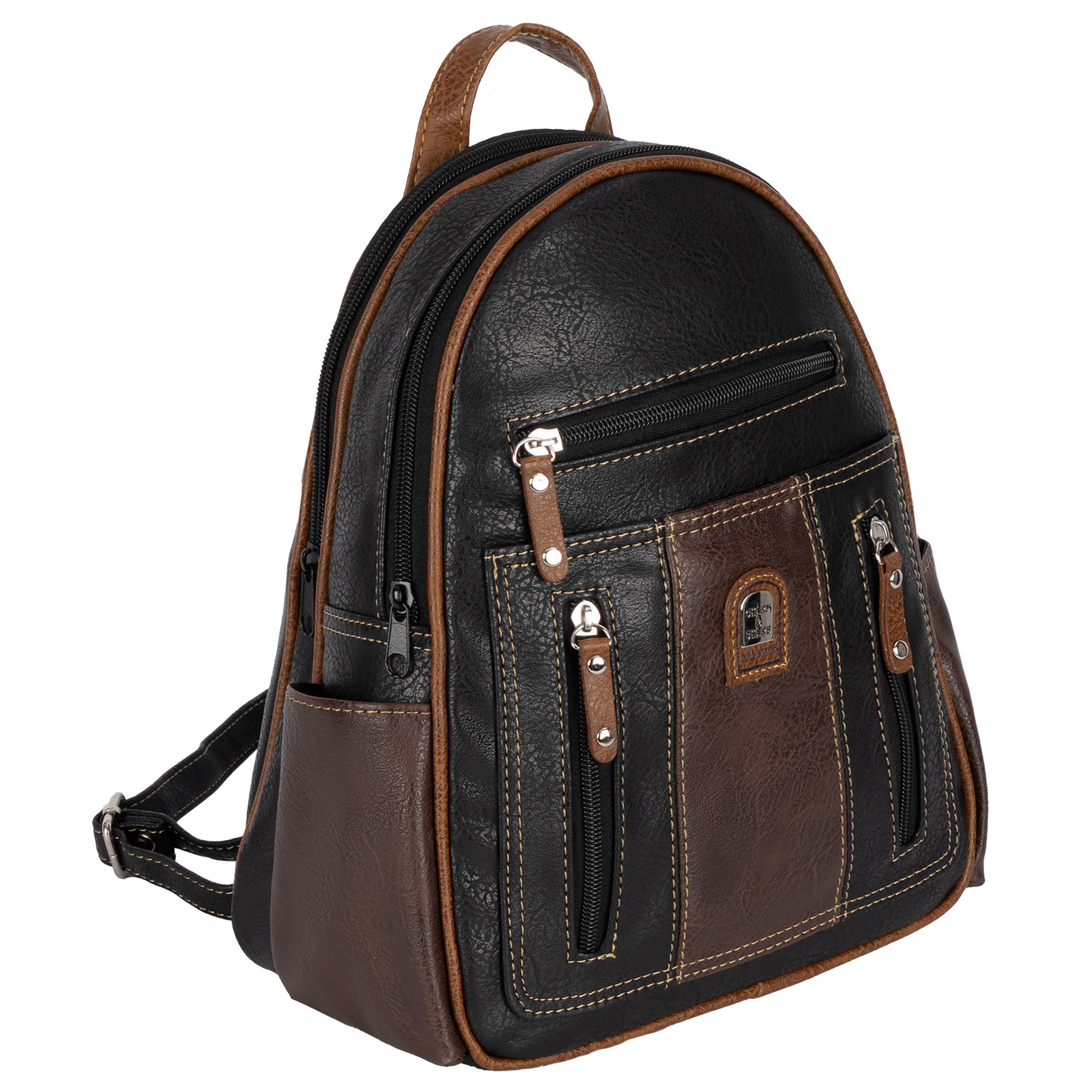 Image of City Backpack Women's Backpack Daypack 8 Liter Urban Backpack Bagpack Black-brown (wxhxd): . 25cm X 31cm X 13cm