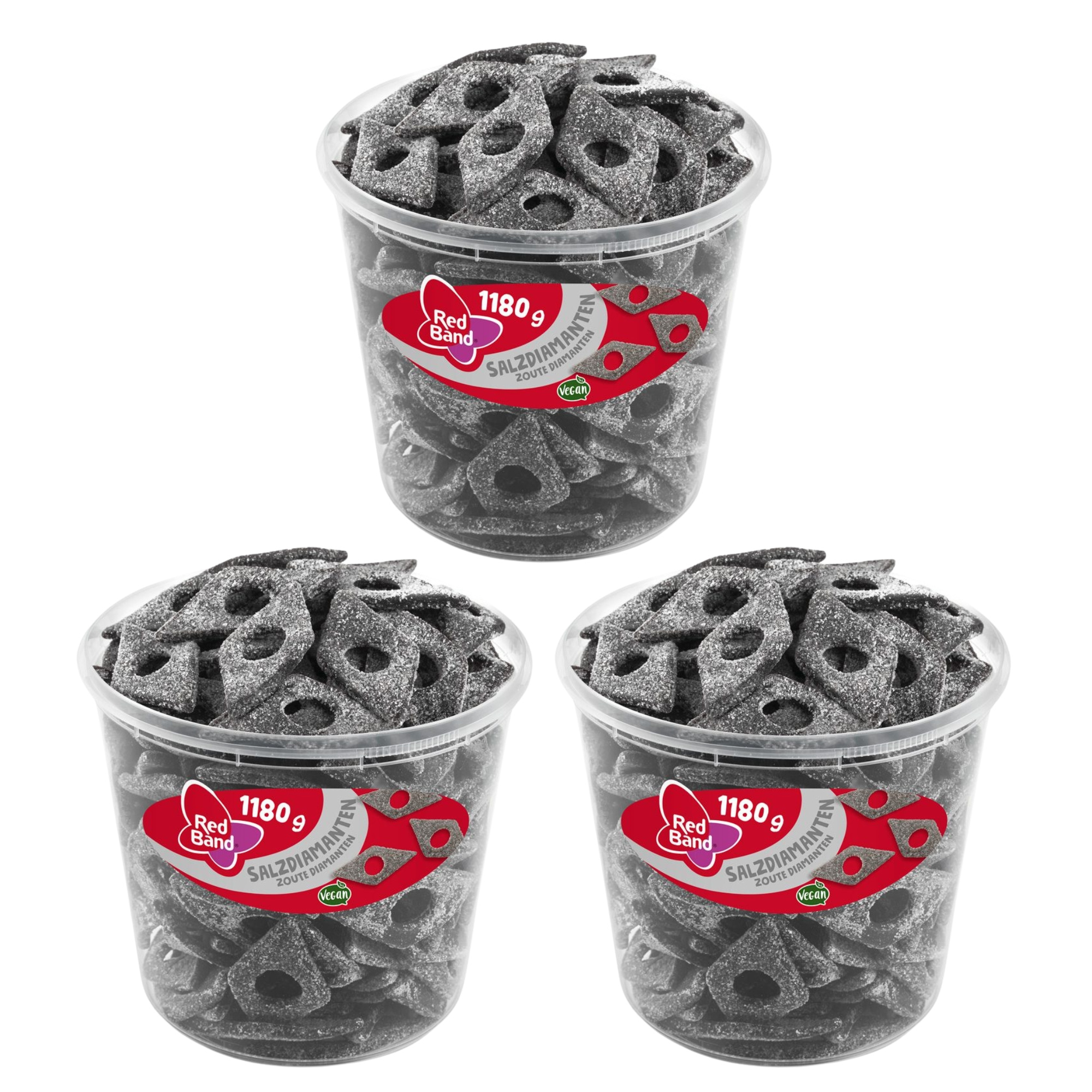 Image of Red Band Salt Diamonds 3x Cans Of 1.2kg | Total Content 3.6kg | Ideal As A Set For ' Parties, Office, Or Kids' Birthday Candies