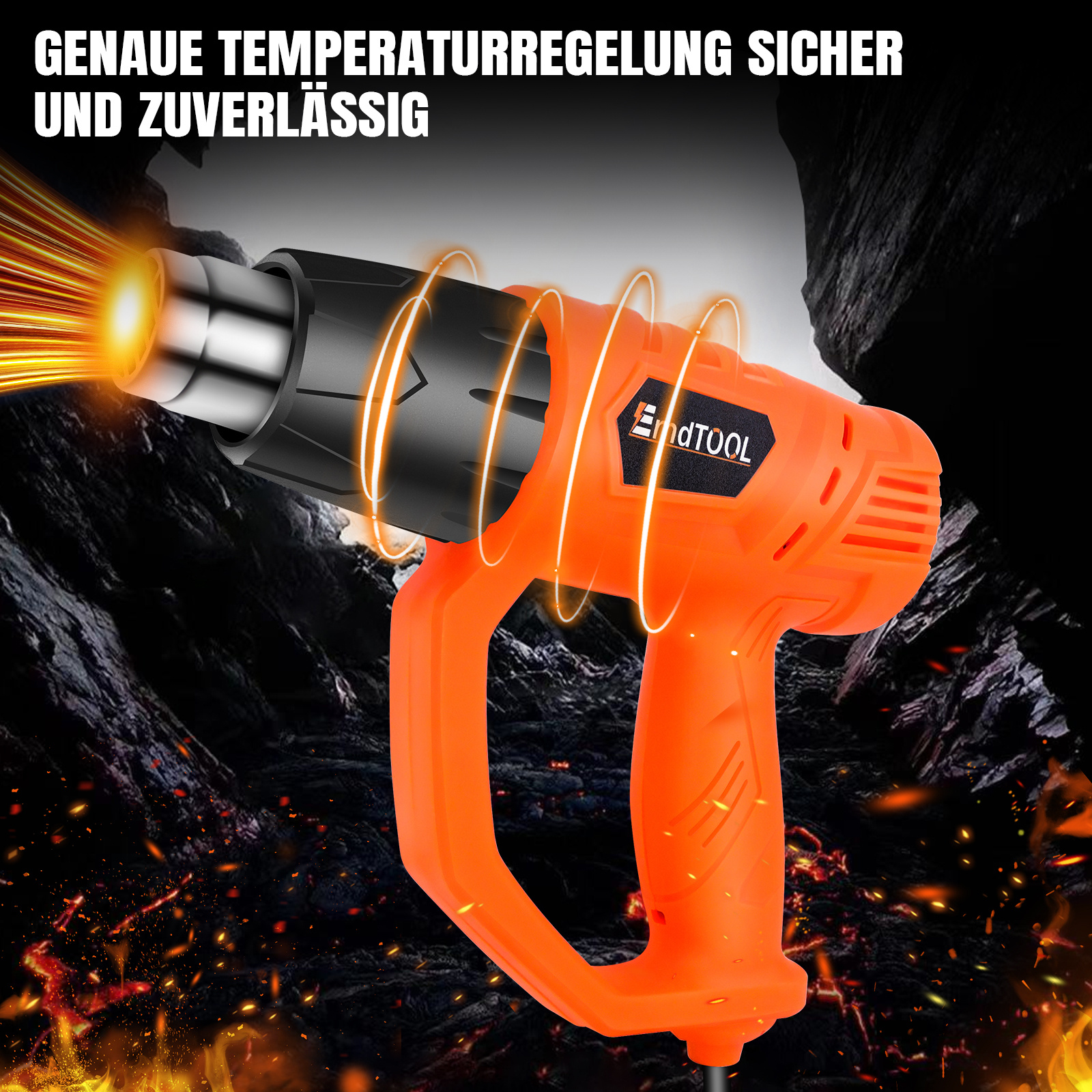 E-shop Heissluftpistole, 2000W Heißluftfön (400℃/600℃) Hochleistungs mit 2 Temperatureinstellungen, Rutschfestem Griff, Flammhemmender Schutzhülle, 4