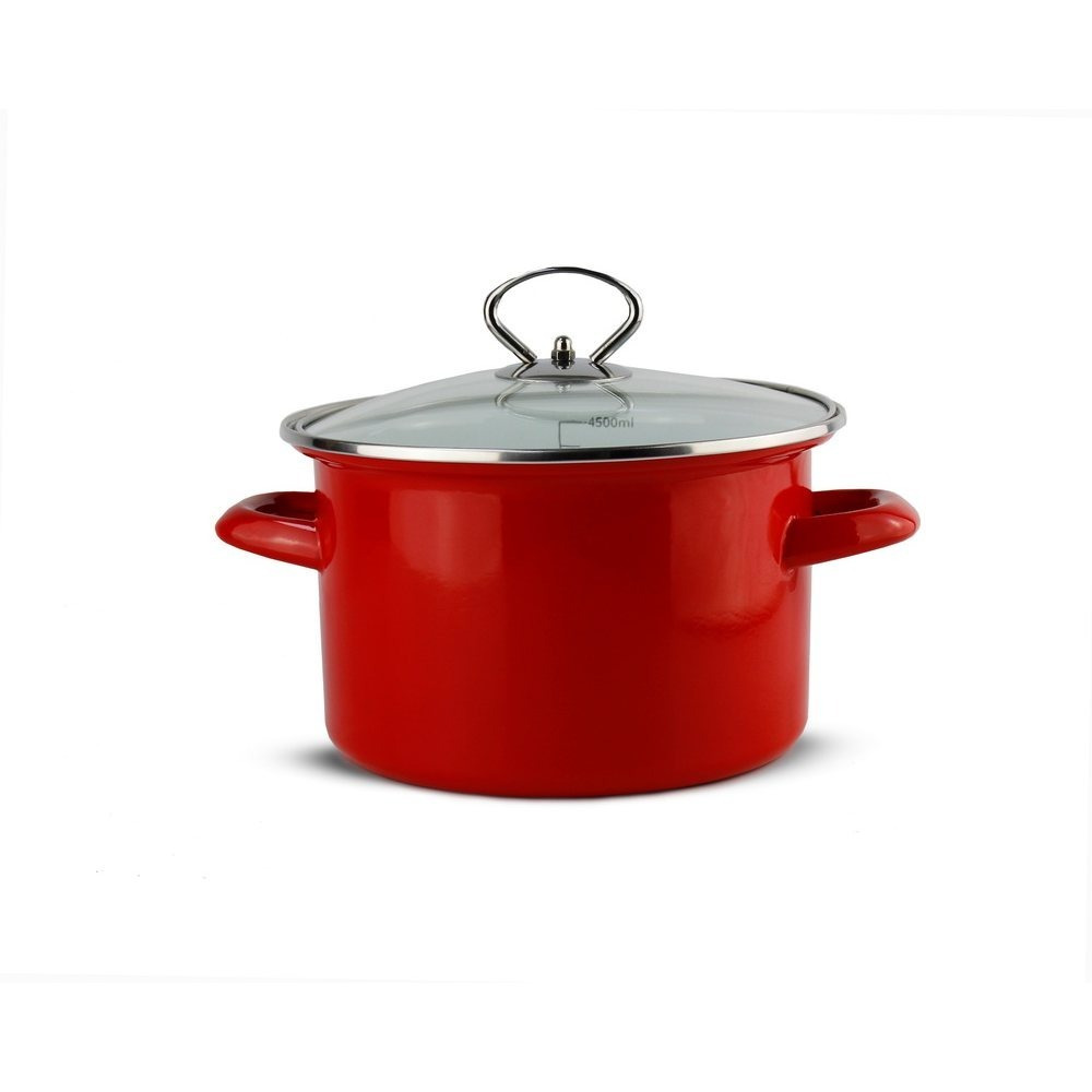 Image of 24 Cm Roasting Pan 4.5 Liter Roasting-cooking Pot With Glass Lid Made Of Safety Glass Metallic-red Roasting Pan With + Glass Lid Induction- Pot Induction- Casserole Induction Cooking Pot